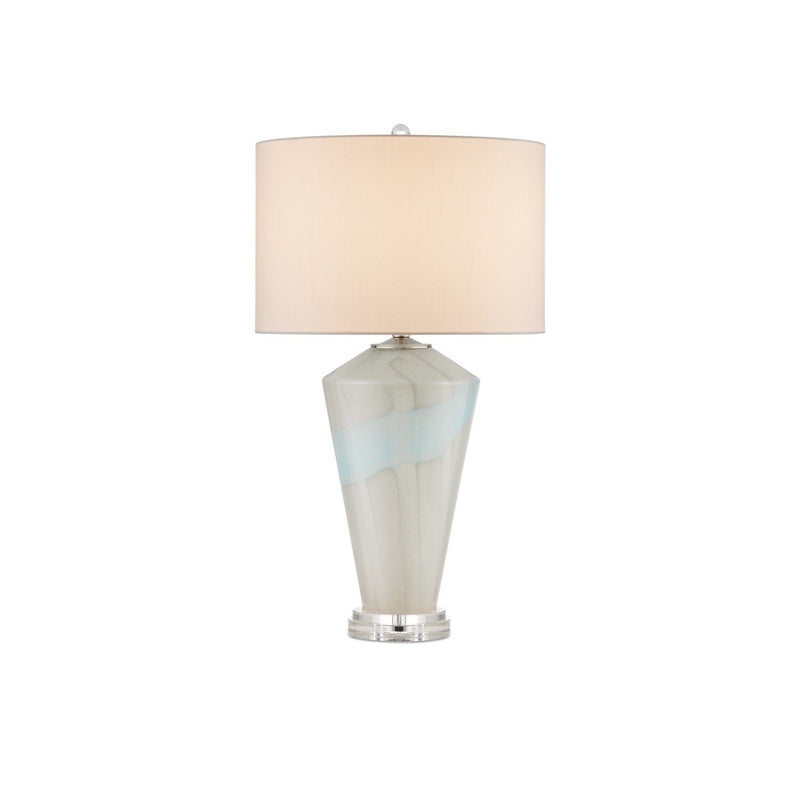 Currey and Company - 6000-0934 - One Light Table Lamp - Floating Cloud Collection - Pale Gray/Light Blue/Clear/Polished Nickel