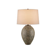 Currey and Company - 6000-0937 - One Light Table Lamp - Hildreth Table Lamp - Olive Green/Beige/Off-White/Antique Brass