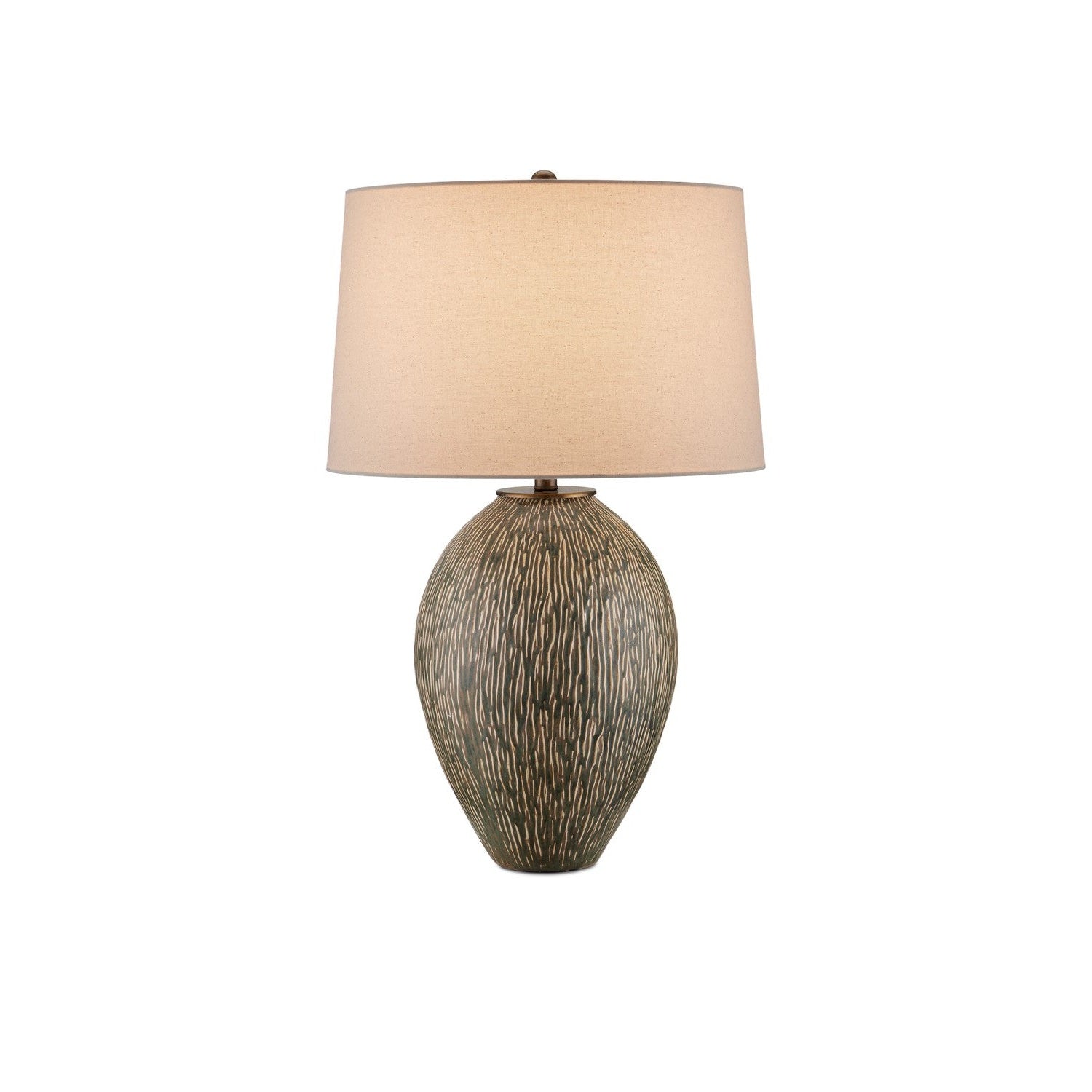 Currey and Company - 6000-0937 - One Light Table Lamp - Hildreth Table Lamp - Olive Green/Beige/Off-White/Antique Brass
