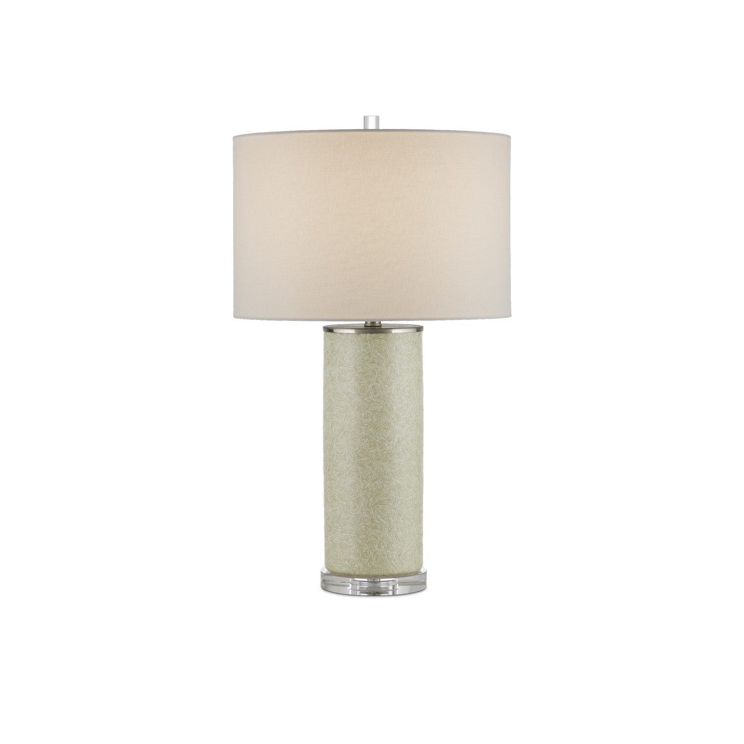 Currey and Company - 6000-0938 - One Light Table Lamp - Verdure Collection - Green/Off-White/Clear/Satin Nickel