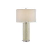 Currey and Company - 6000-0938 - One Light Table Lamp - Verdure Collection - Green/Off-White/Clear/Satin Nickel