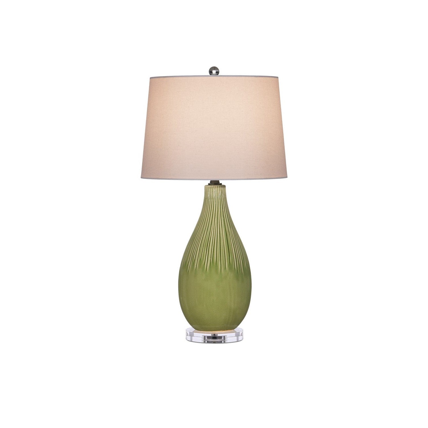 Currey and Company - 6000-0943 - One Light Table Lamp - Anjou Table Lamp - Pale Green/Off-White/Clear/Satin Nickel