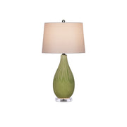 Currey and Company - 6000-0943 - One Light Table Lamp - Anjou Table Lamp - Pale Green/Off-White/Clear/Satin Nickel