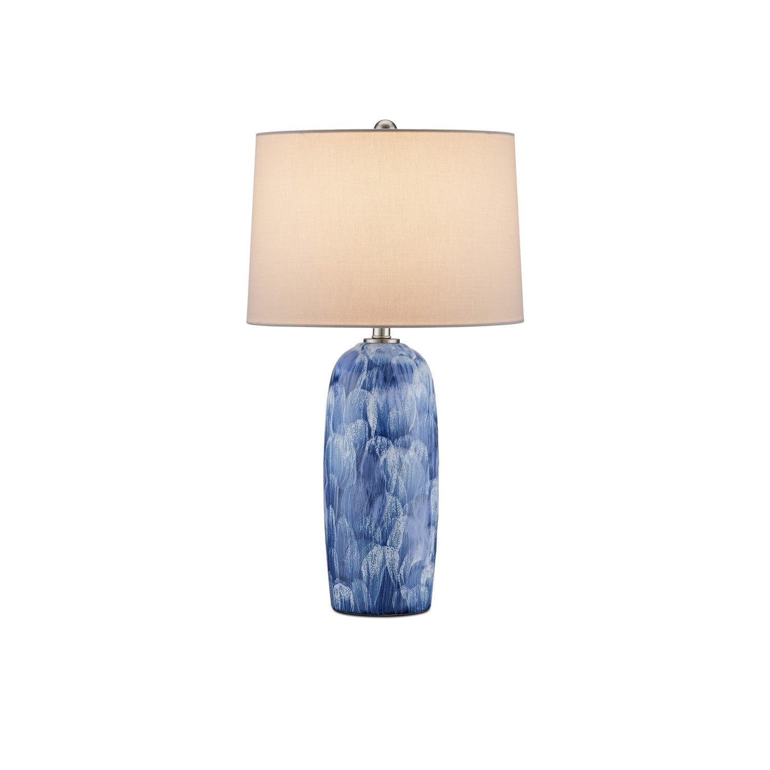 Currey and Company - 6000-0951 - One Light Table Lamp - Pallas Collection - Blue/White/Brushed Nickel