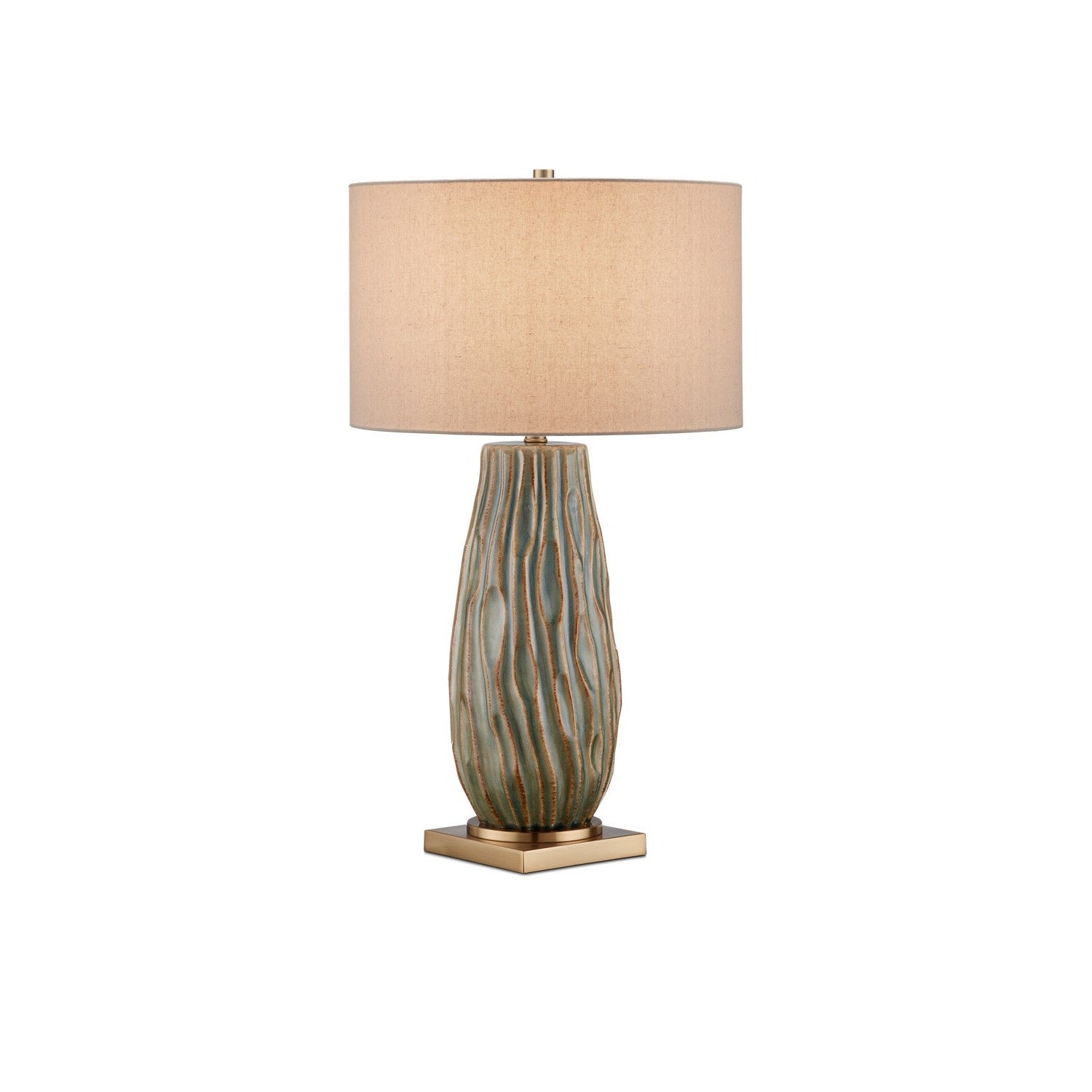 Currey and Company - 6000-0963 - One Light Table Lamp - Water-borne Table Lamp - Forest Reactive/Antique Brass