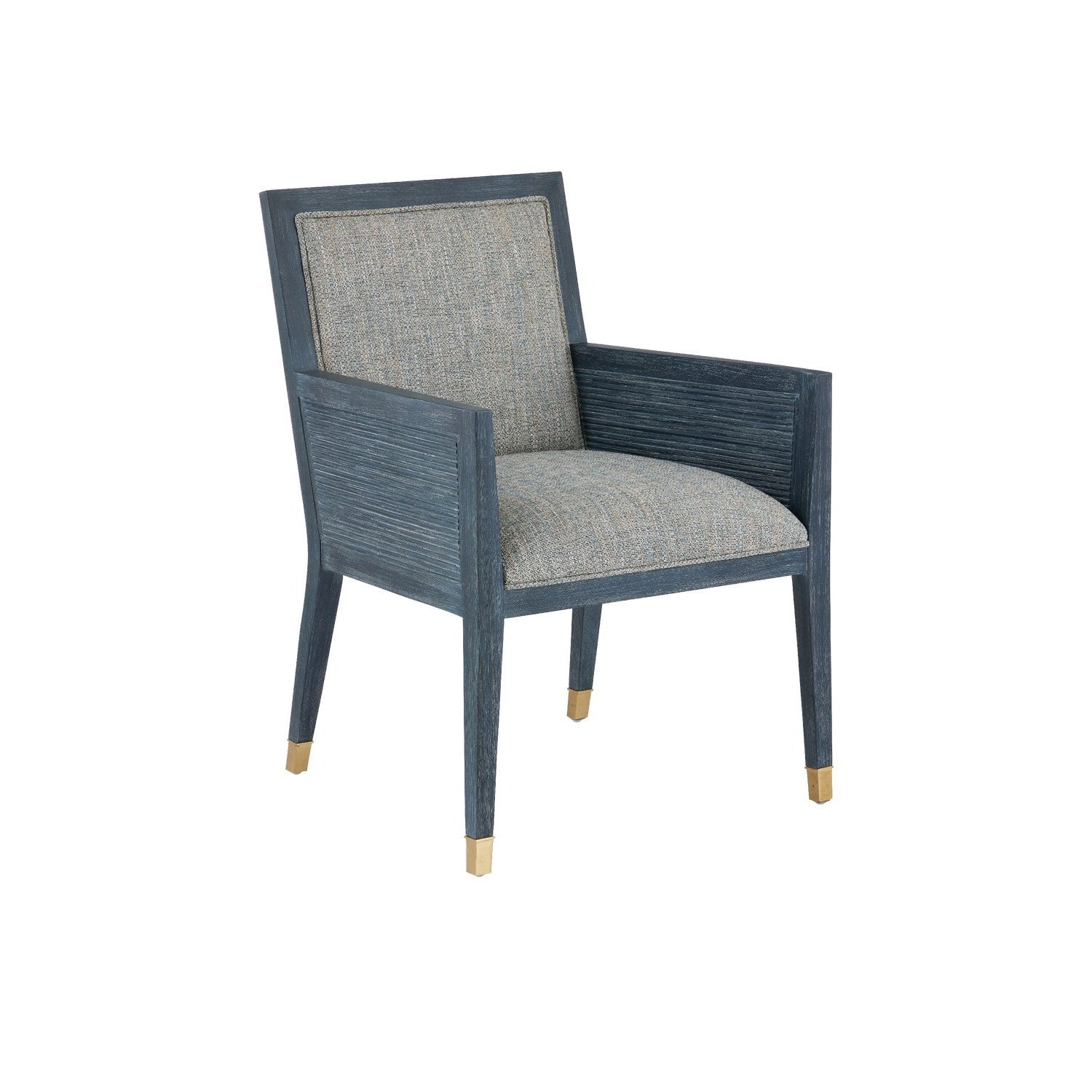 Currey and Company - 7000-0852 - Armchair - Santos Collection - Vintage Navy/Performance Barrett Dusk/Satin Brass
