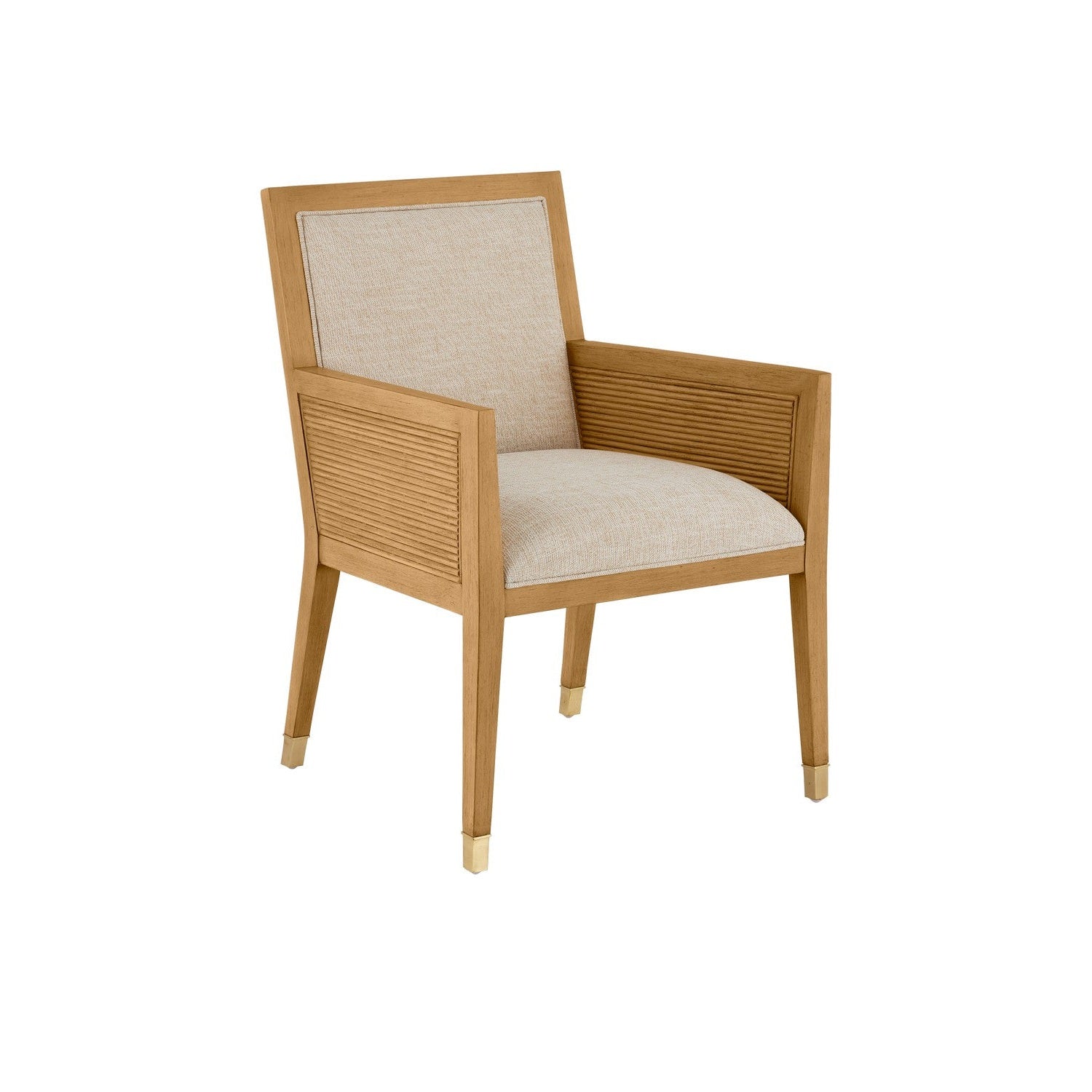 Currey and Company - 7000-0862 - Armchair - Santos Collection - Sea Sand/UV Liller Malt/Satin Brass