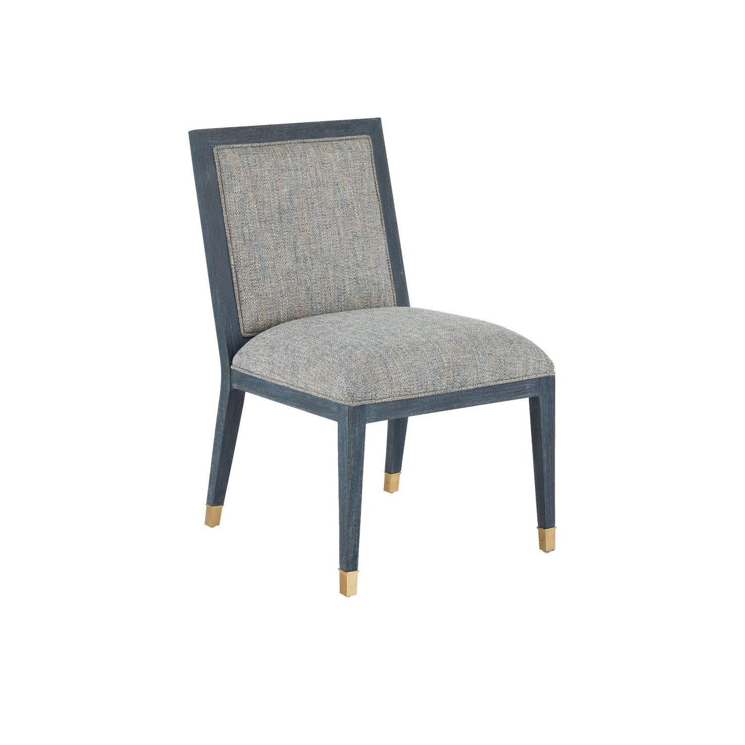 Currey and Company - 7000-0872 - Side Chair - Santos Collection - Vintage Navy/Performance Barrett Dusk/Satin Brass