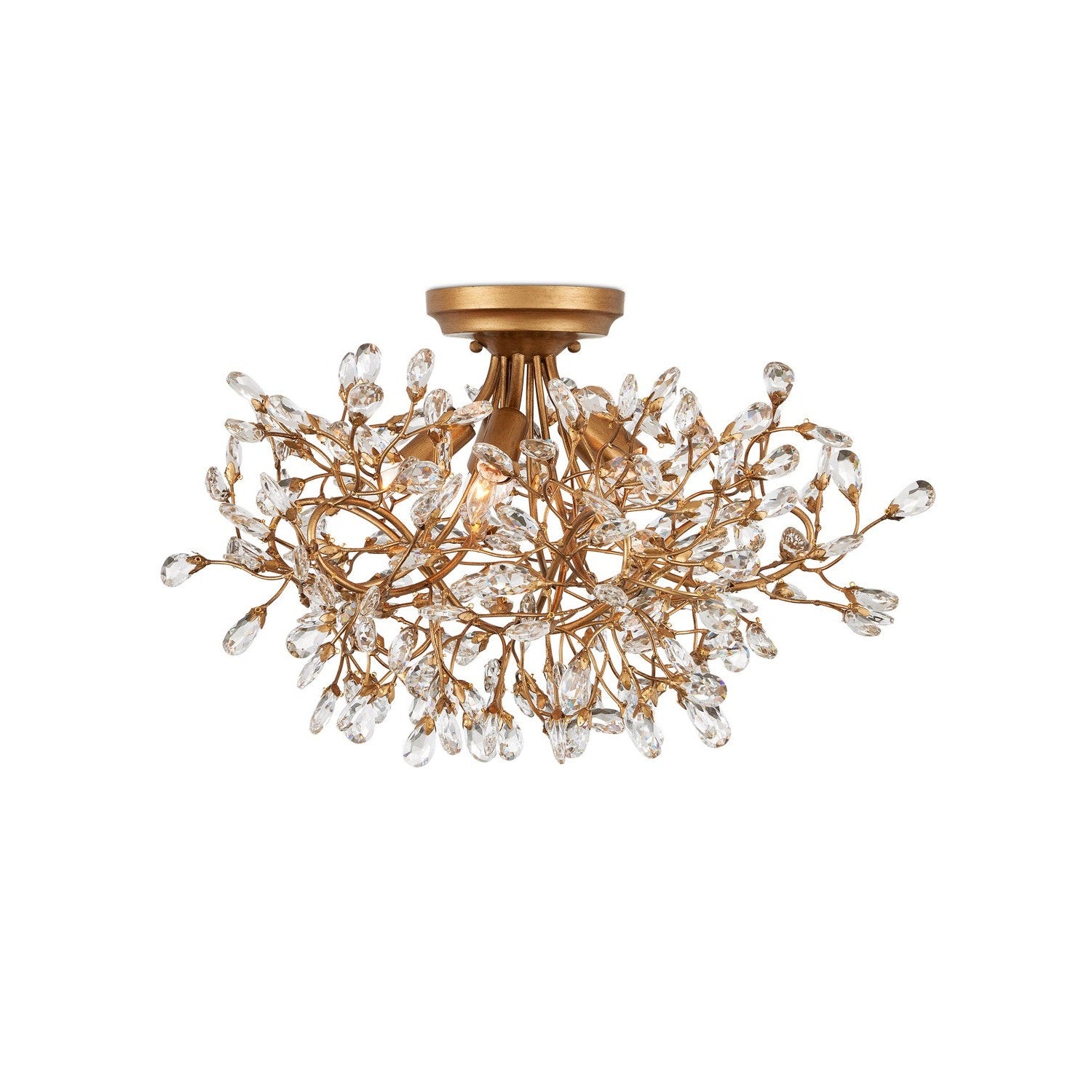 Currey and Company - 9000-1123 - Five Light Semi-Flush Mount - Crystal Bud Collection - Clear/Brass