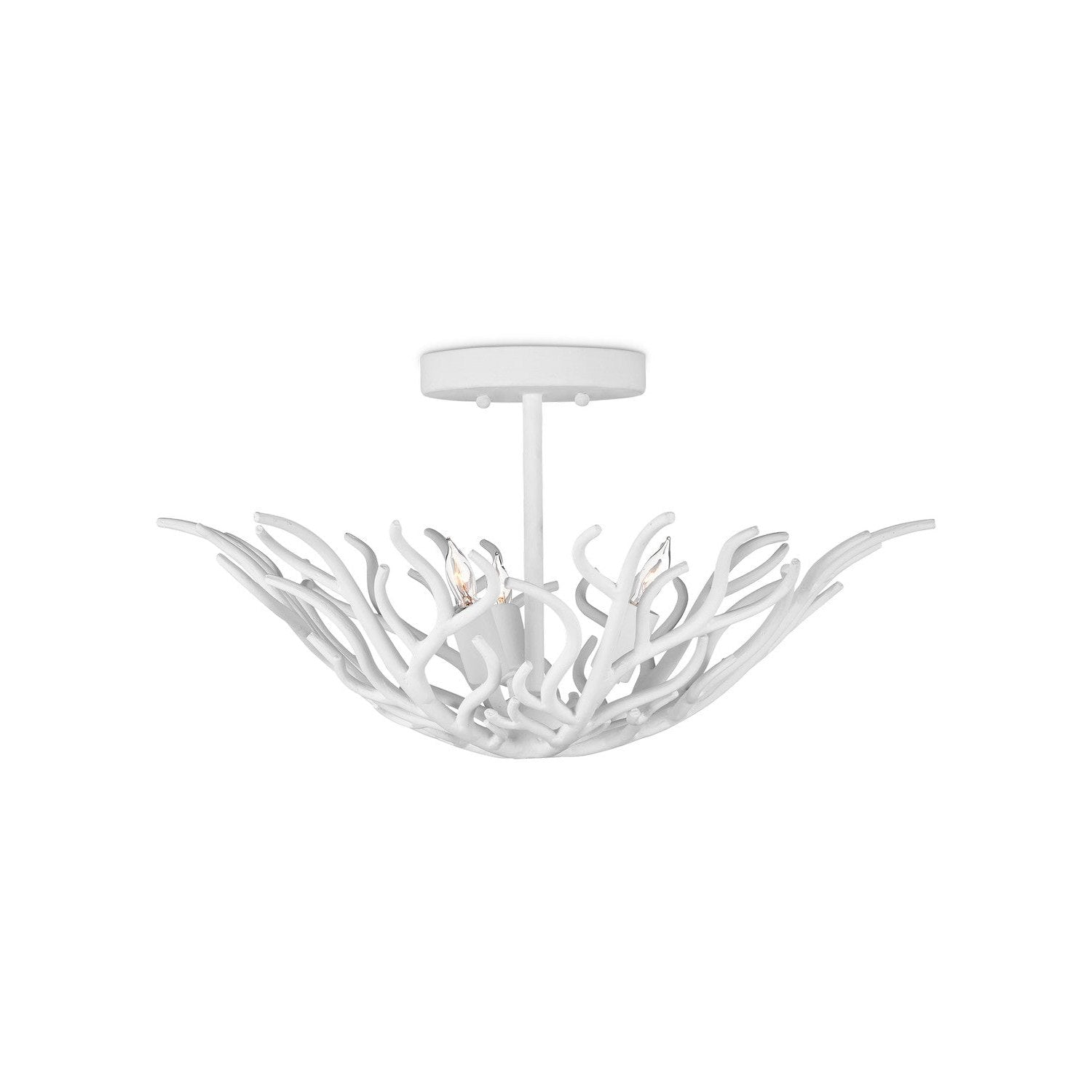 Currey and Company - 9000-1124 - Three Light Semi-Flush Mount - Snowfall Semi-Flush Mount - Gesso White
