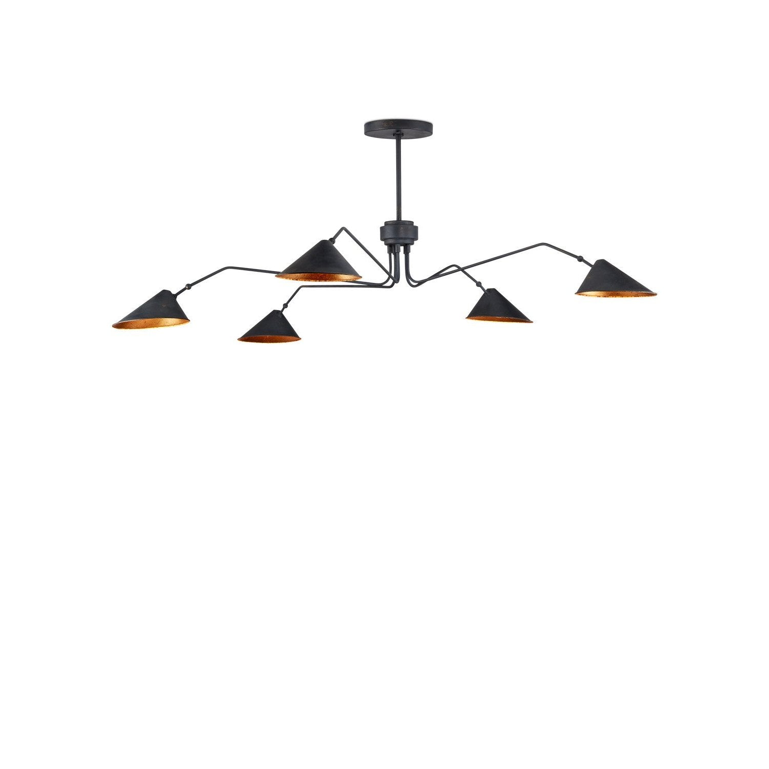 Currey and Company - 9000-1125 - Five Light Chandelier - Serpa Collection - French Black/Gold Leaf