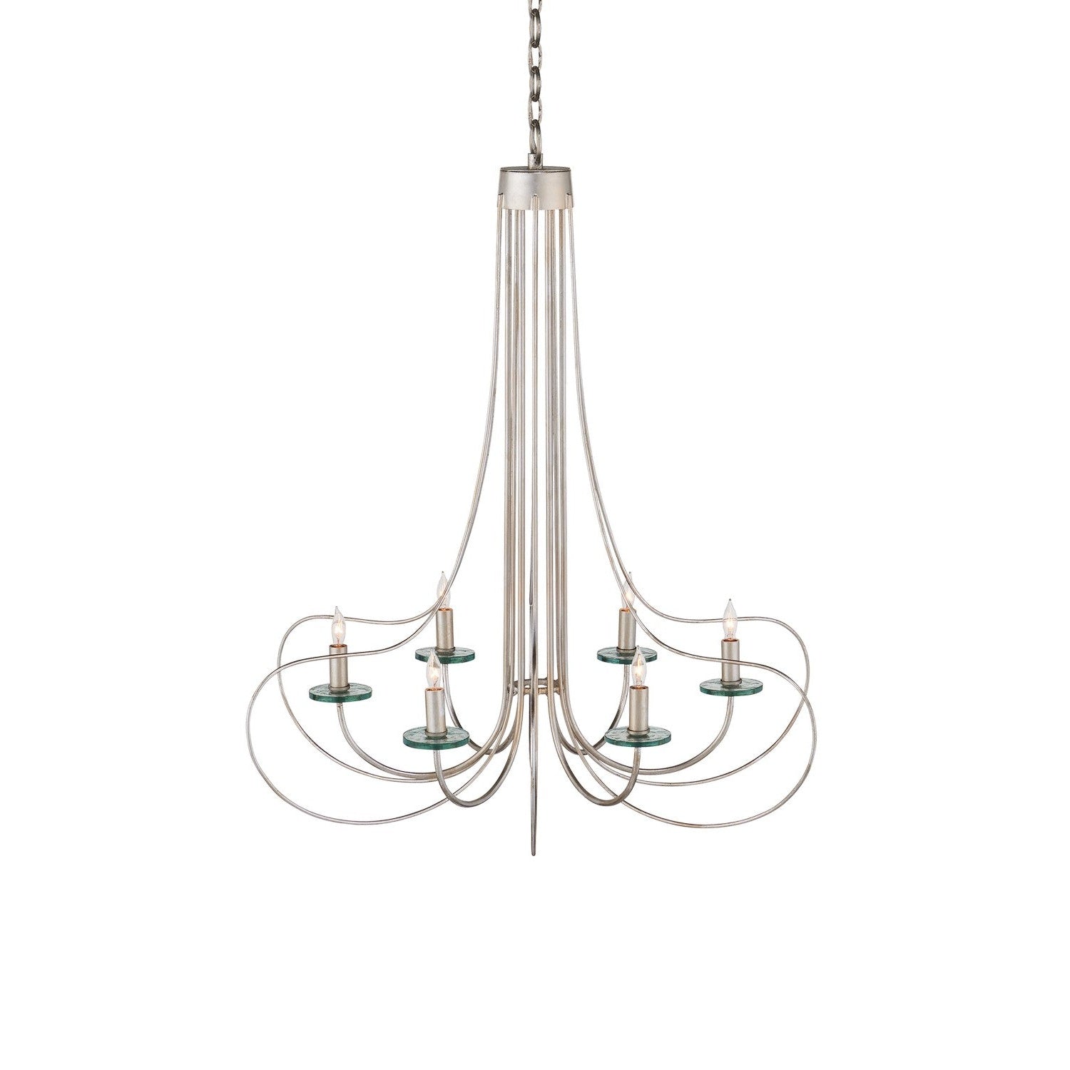 Currey and Company - 9000-1137 - Six Light Chandelier - Harrow Chandelier - Contemporary Silver Leaf/Contemporary Silver/Clear
