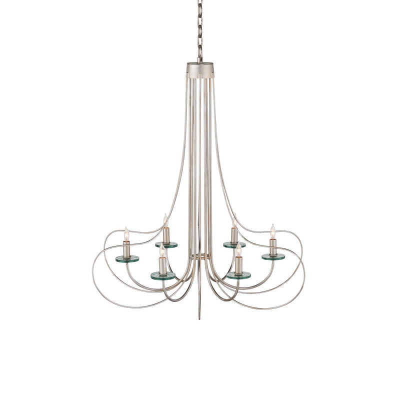 Currey and Company - 9000-1137 - Six Light Chandelier - Harrow Chandelier - Contemporary Silver Leaf/Contemporary Silver/Clear