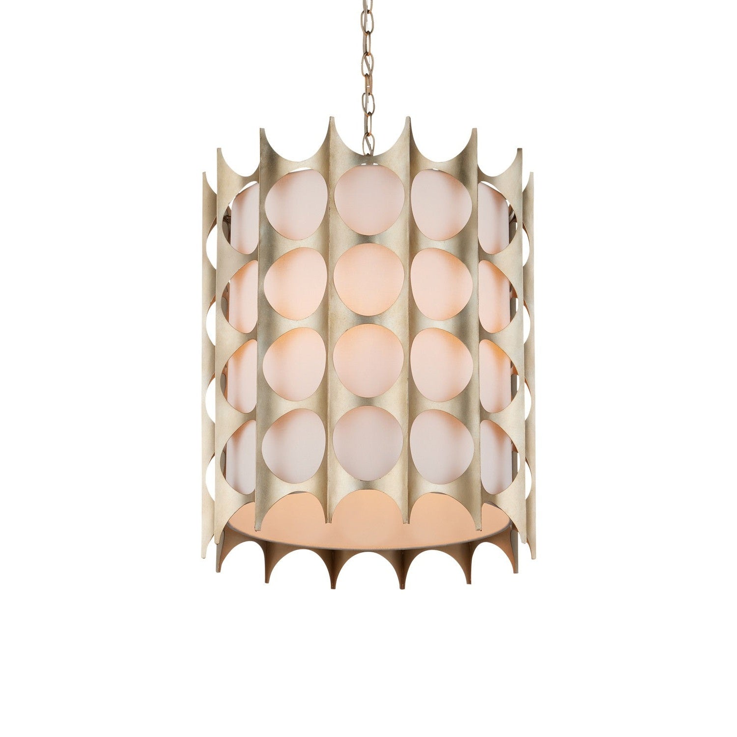 Currey and Company - 9000-1142 - Four Light Pendant - Bardi Collection - Contemporary Silver Leaf