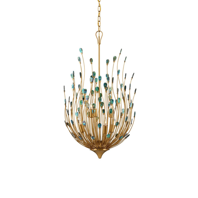 Currey and Company - 9000-1149 - Six Light Chandelier - Delphos Collection - Contemporary Gold/Natural