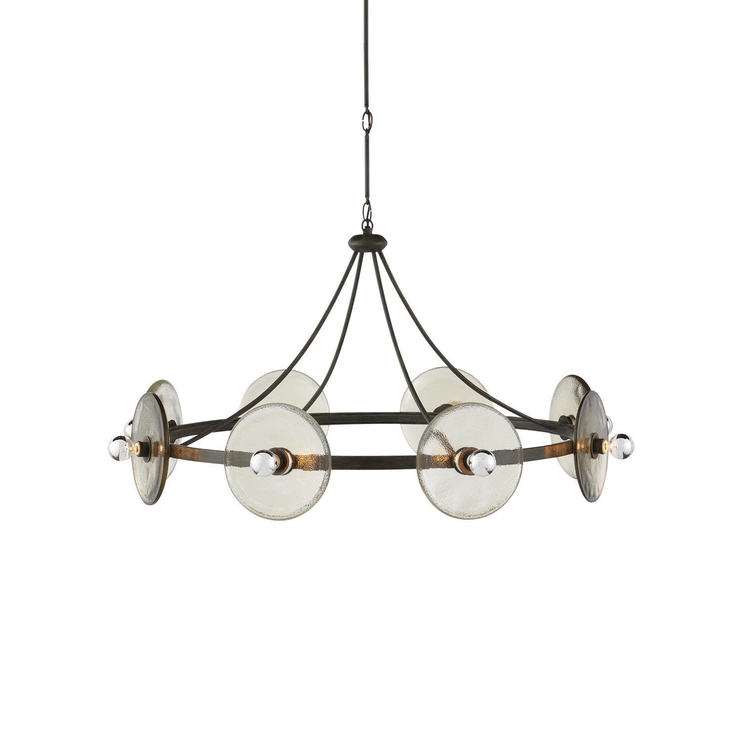 Currey and Company - 9000-1150 - Eight Light Chandelier - Circumstellar Disc Chandelier - Black Iron/Clear