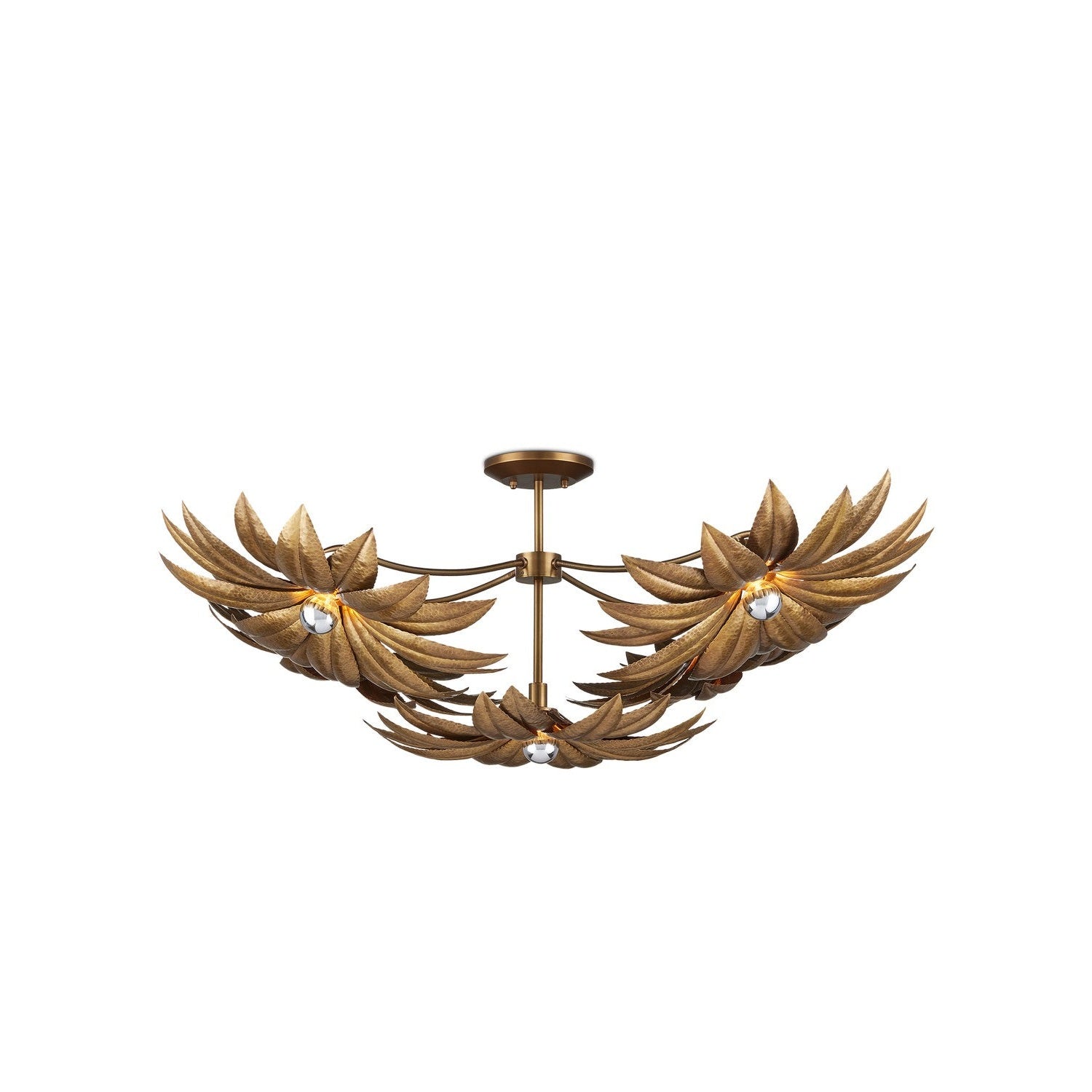 Currey and Company - 9000-1158 - Five Light Semi-Flush Mount - Alithea Collection - Antique Brass