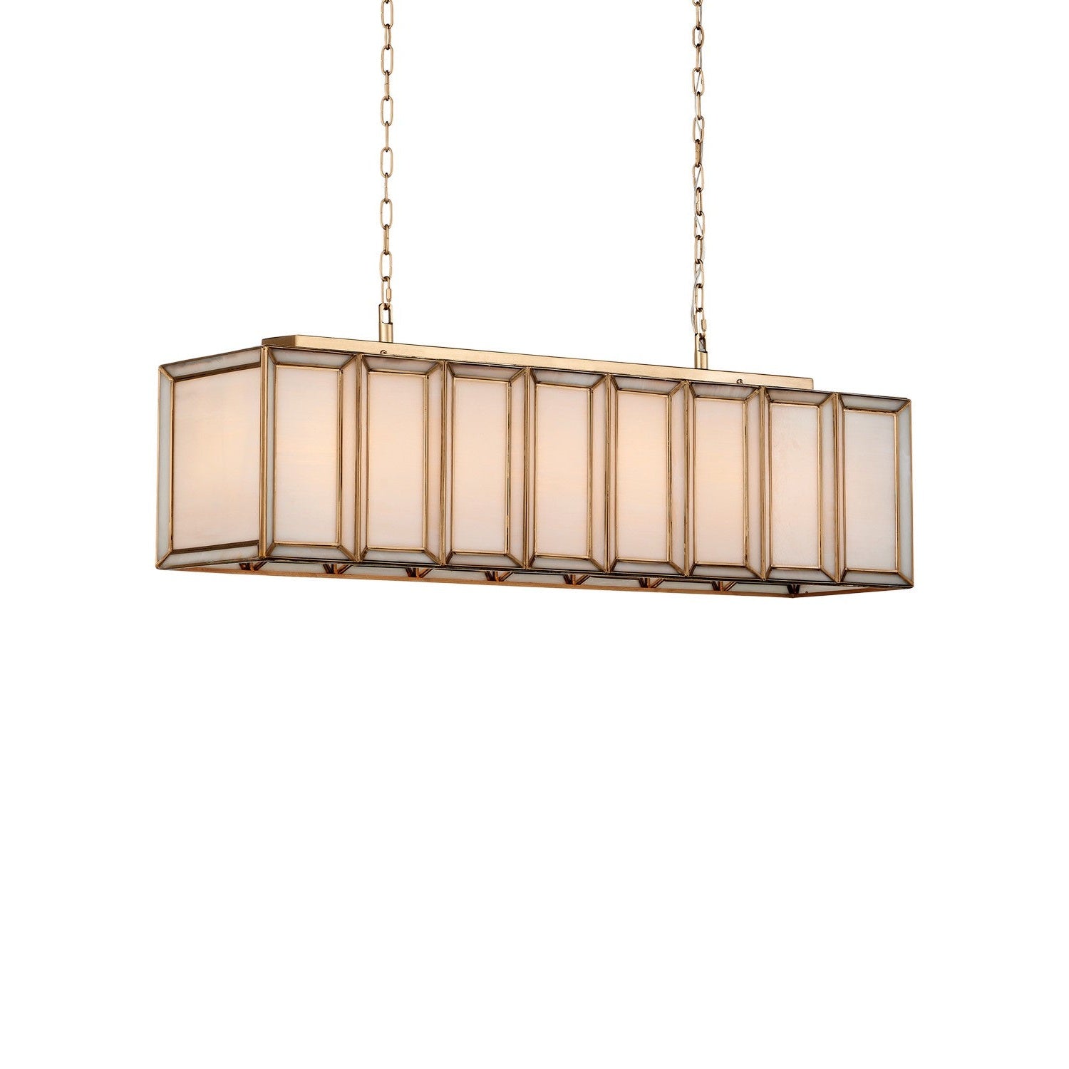 Currey and Company - 9000-1157 - Six Light Chandelier - Daze Collection - White/Antique Brass