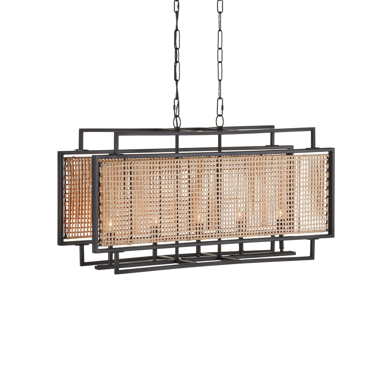 Currey and Company - 9000-1164 - Five Light Chandelier - Boswell Rectangular Chandelier - Natural/Black