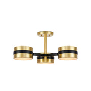 Currey and Company - 9000-1171 - Three Light Semi-Flush Mount - Heybrook Semi-Flush Mount - Polished Brass/Black/White