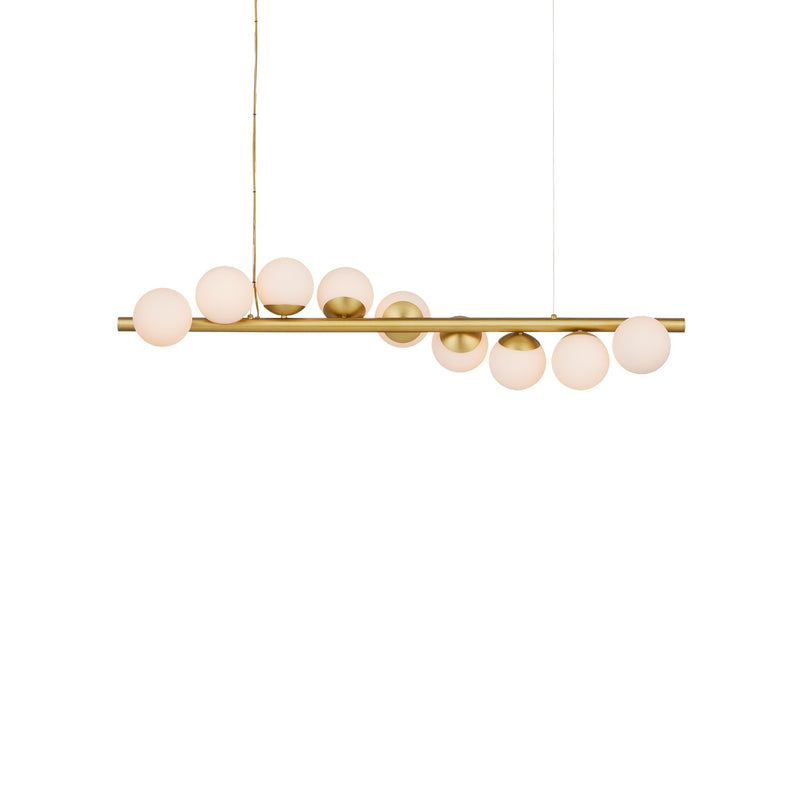 Currey and Company - 9000-1172 - Nine Light Chandelier - Barcarolle Linear Chandelier - Brushed Brass/White
