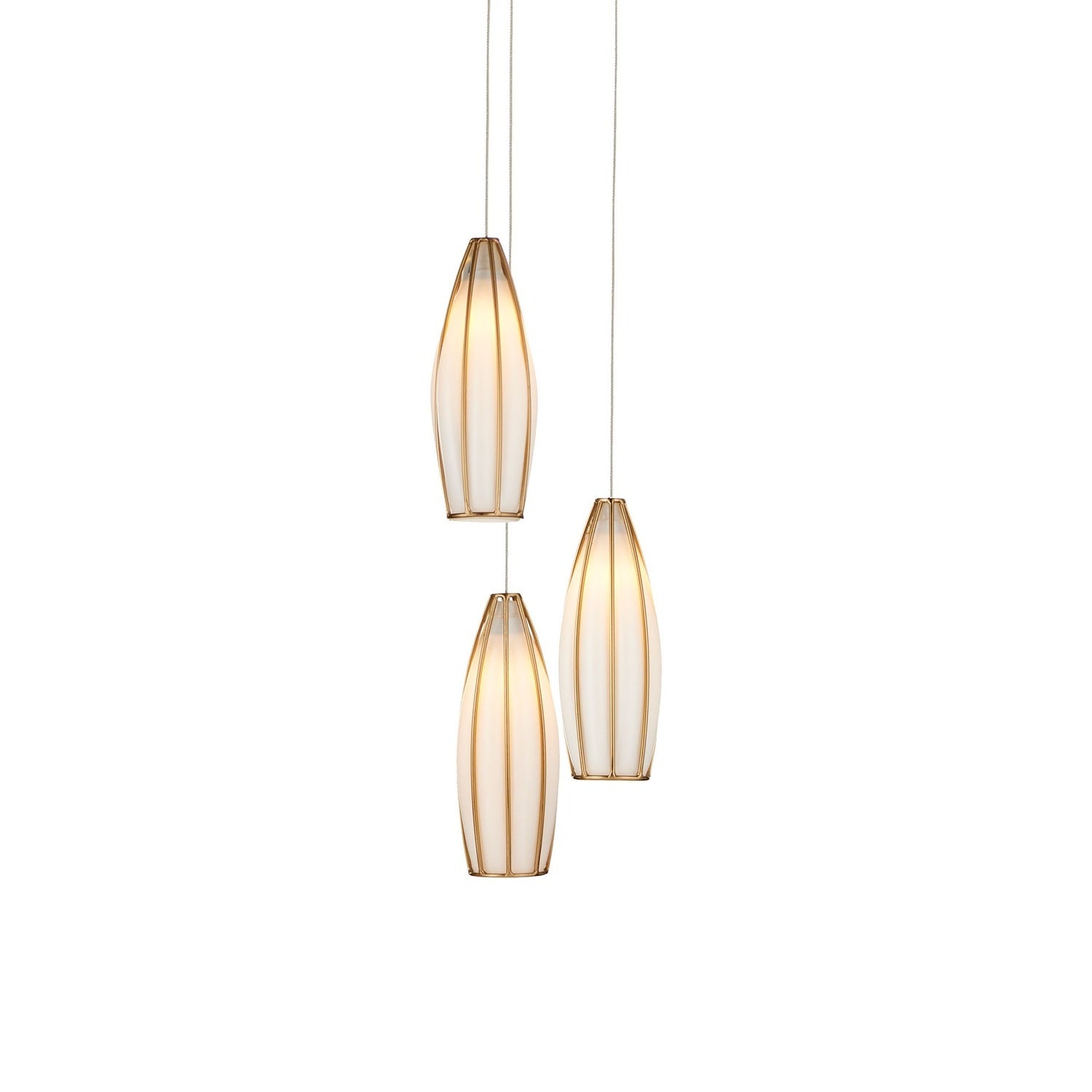 Currey and Company - 9000-1186 - Three Light Pendant - Parish Collection - White/Antique Brass