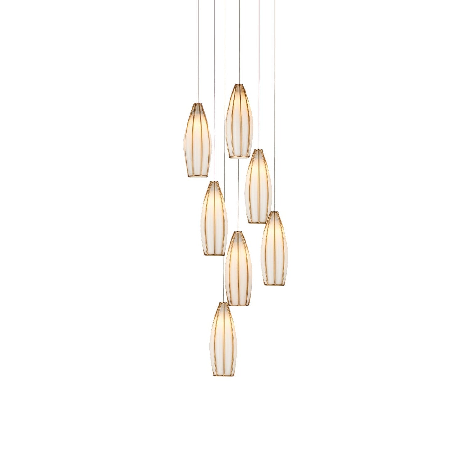 Currey and Company - 9000-1187 - Seven Light Pendant - Parish Collection - White/Antique Brass