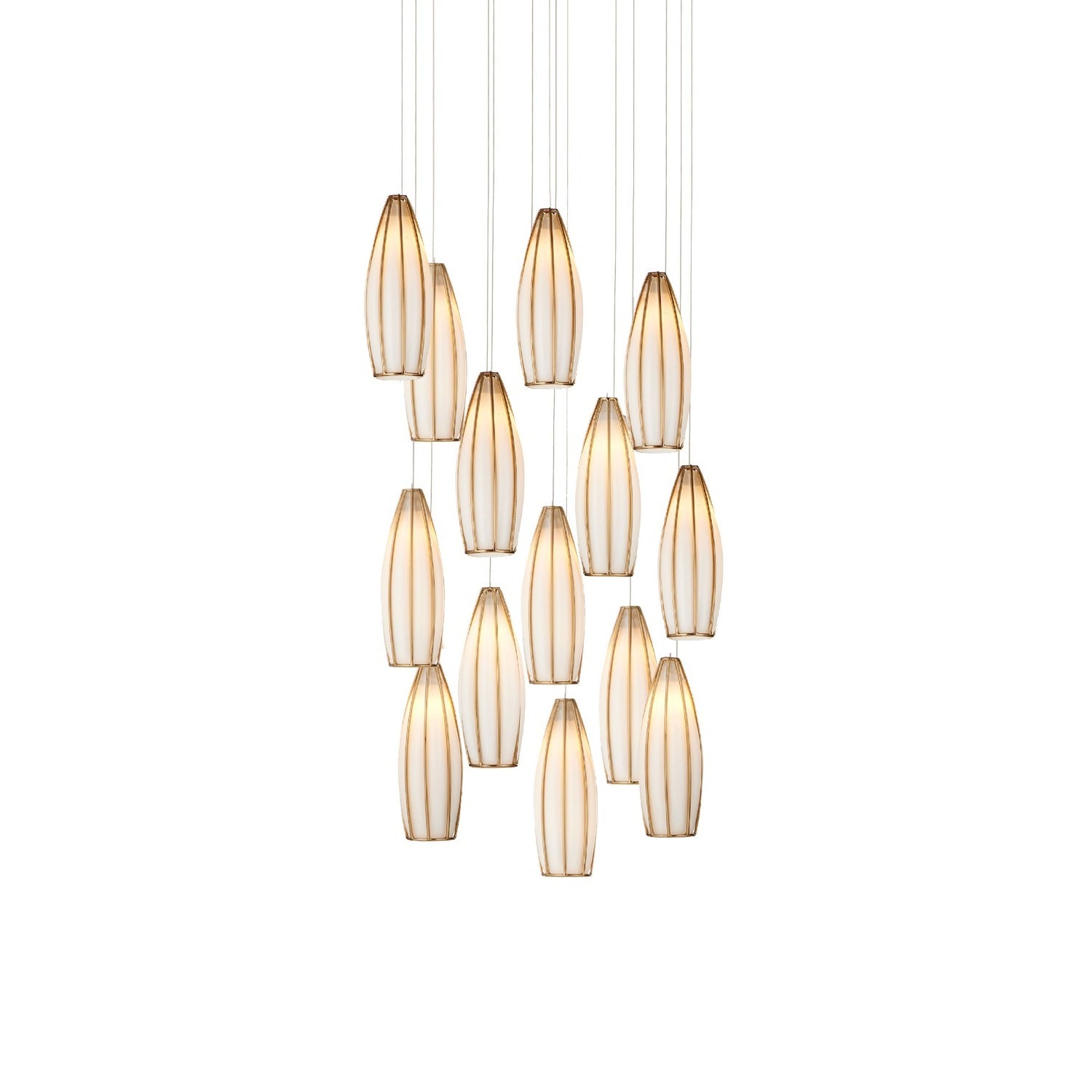 Currey and Company - 9000-1188 - 15 Light Pendant - Parish Collection - White/Antique Brass