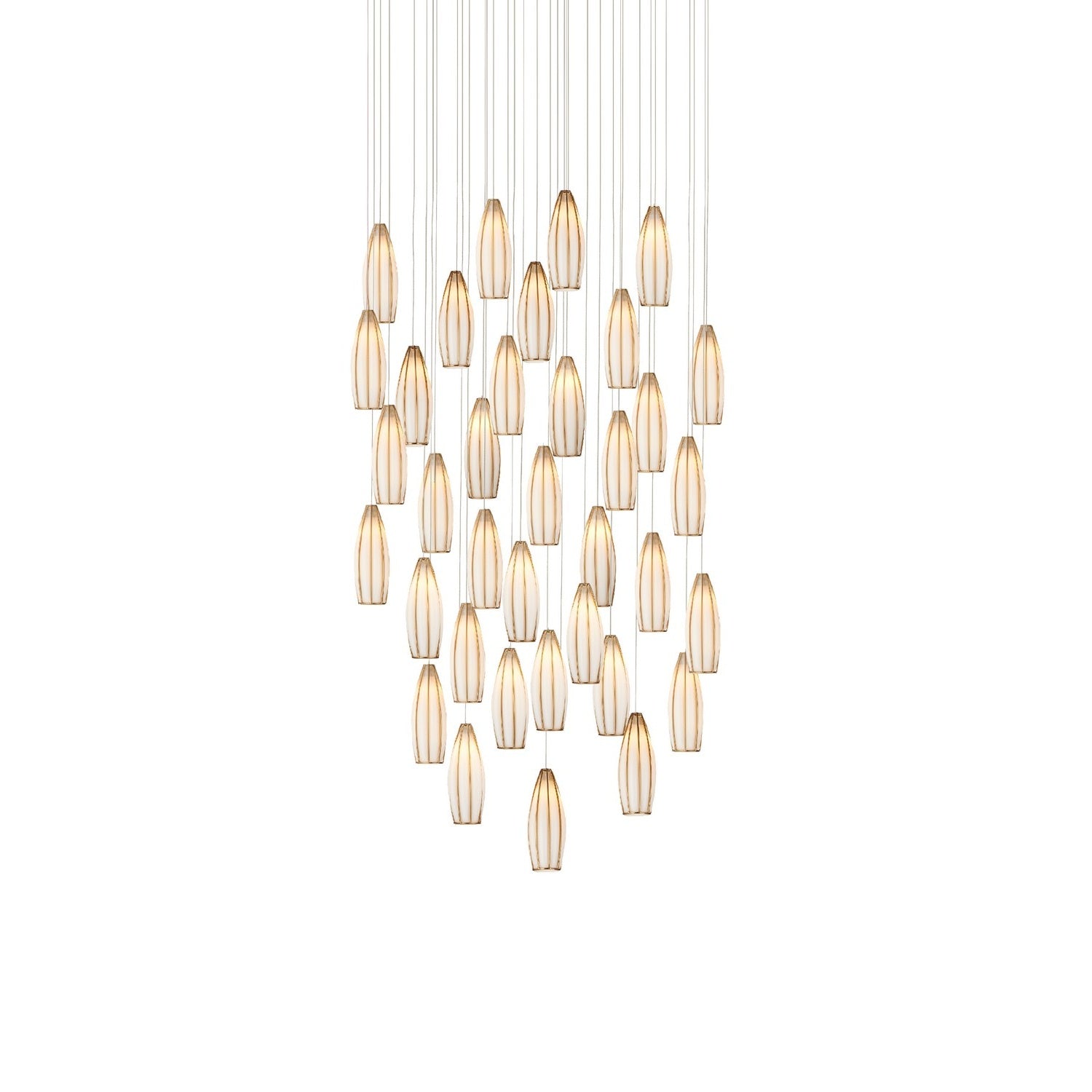 Currey and Company - 9000-1191 - 36 Light Pendant - Parish Collection - White/Antique Brass