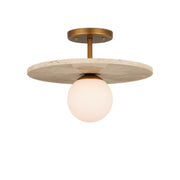 Currey and Company - 9000-1195 - One Light Semi-Flush Mount - Apricity Collection - Beige/Antique Brass/Frosted White