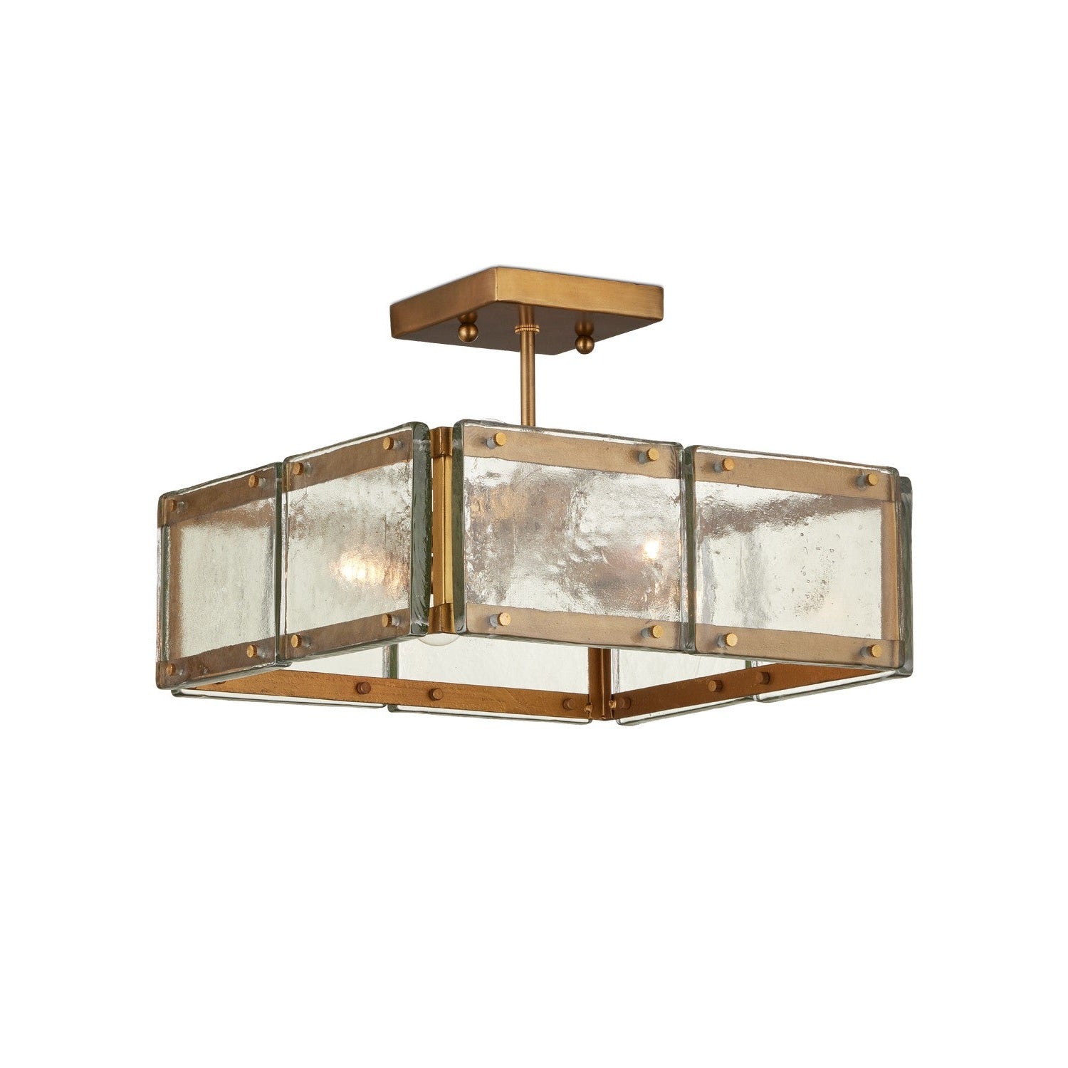 Currey and Company - 9000-1196 - Four Light Semi-Flush Mount - Countervail Collection - Clear/Antique Brass