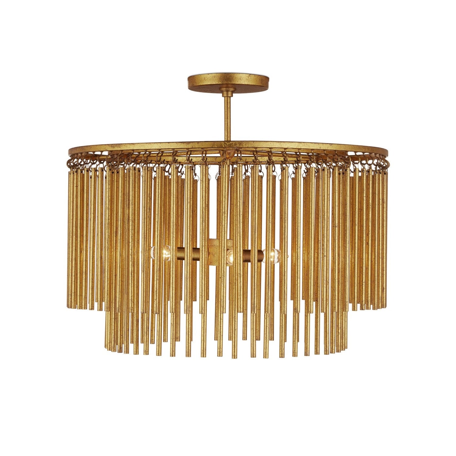 Currey and Company - 9000-1197 - Three Light Semi-Flush Mount - Mantra Collection - Gold Leaf