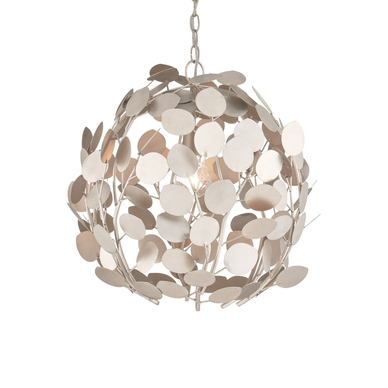 Currey and Company - 9000-1198 - One Light Chandelier - Lunaria Collection - Contemporary Silver Leaf/Contemporary Silver