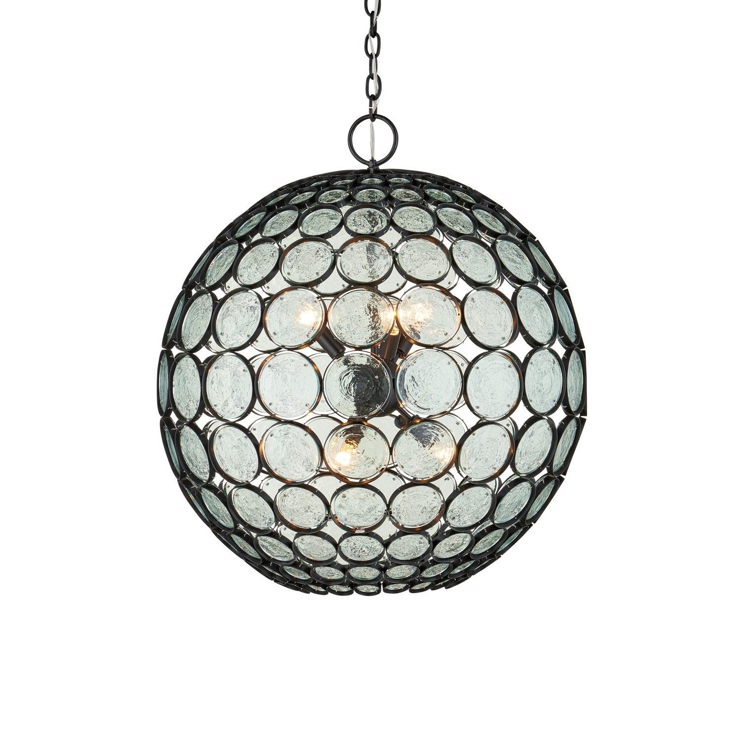 Currey and Company - 9000-1201 - Six Light Chandelier - Etude Orb Chandelier - Satin Black/Clear