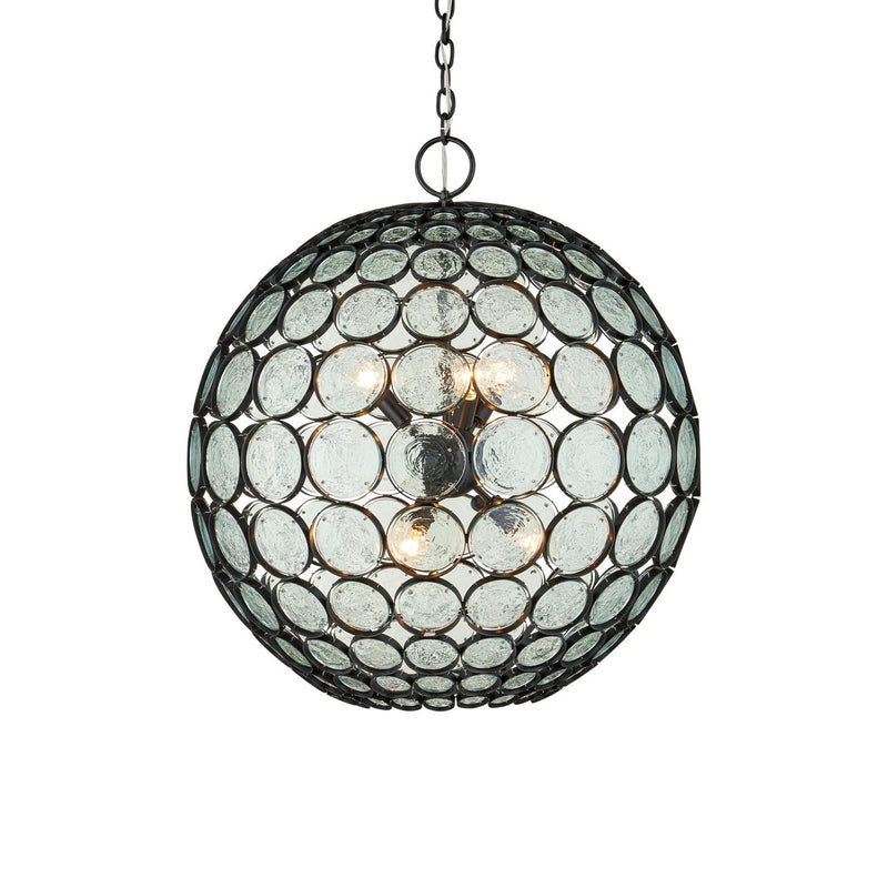 Currey and Company - 9000-1201 - Six Light Chandelier - Etude Orb Chandelier - Satin Black/Clear