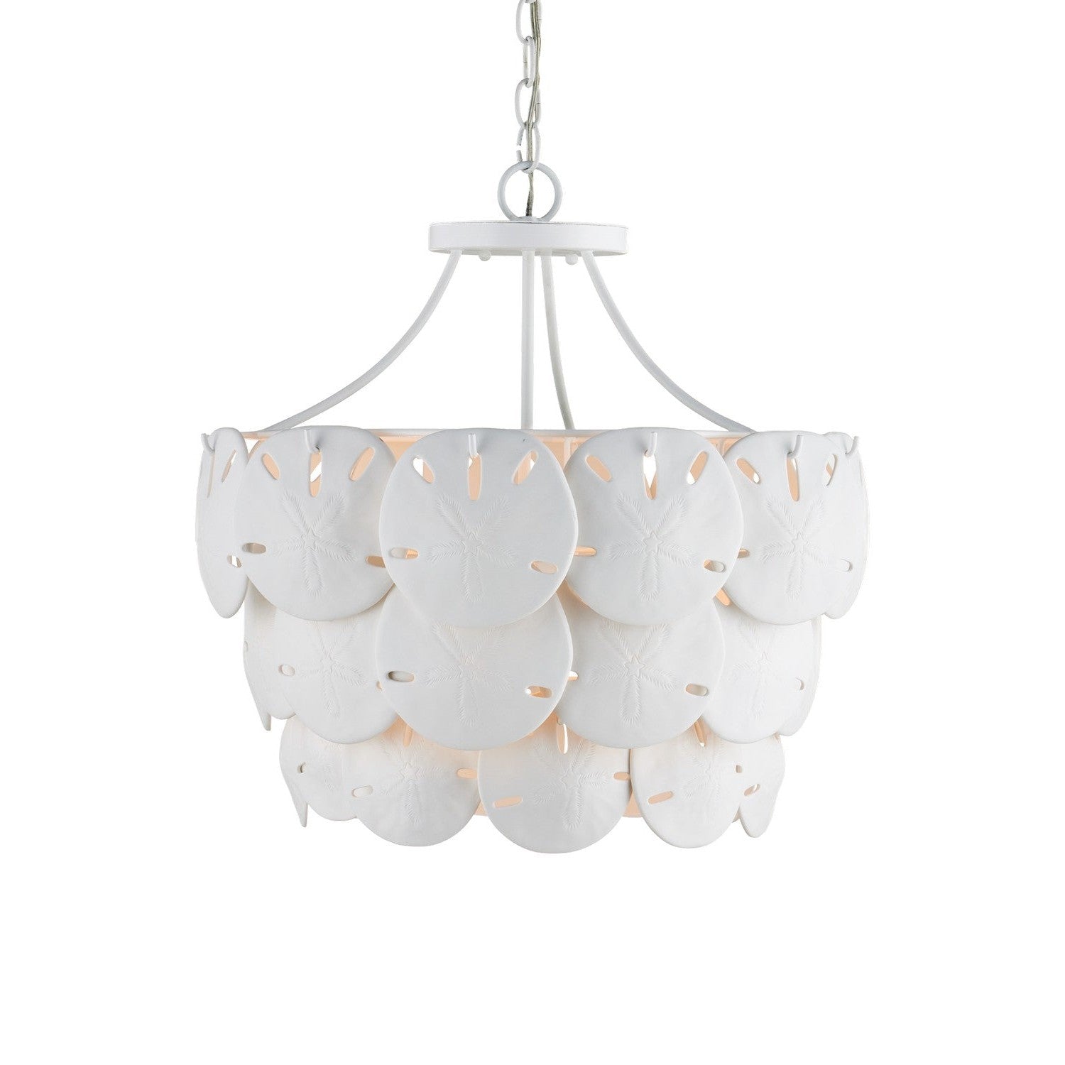 Currey and Company - 9000-1202 - Three Light Chandelier - Tulum Collection - Sugar White/White