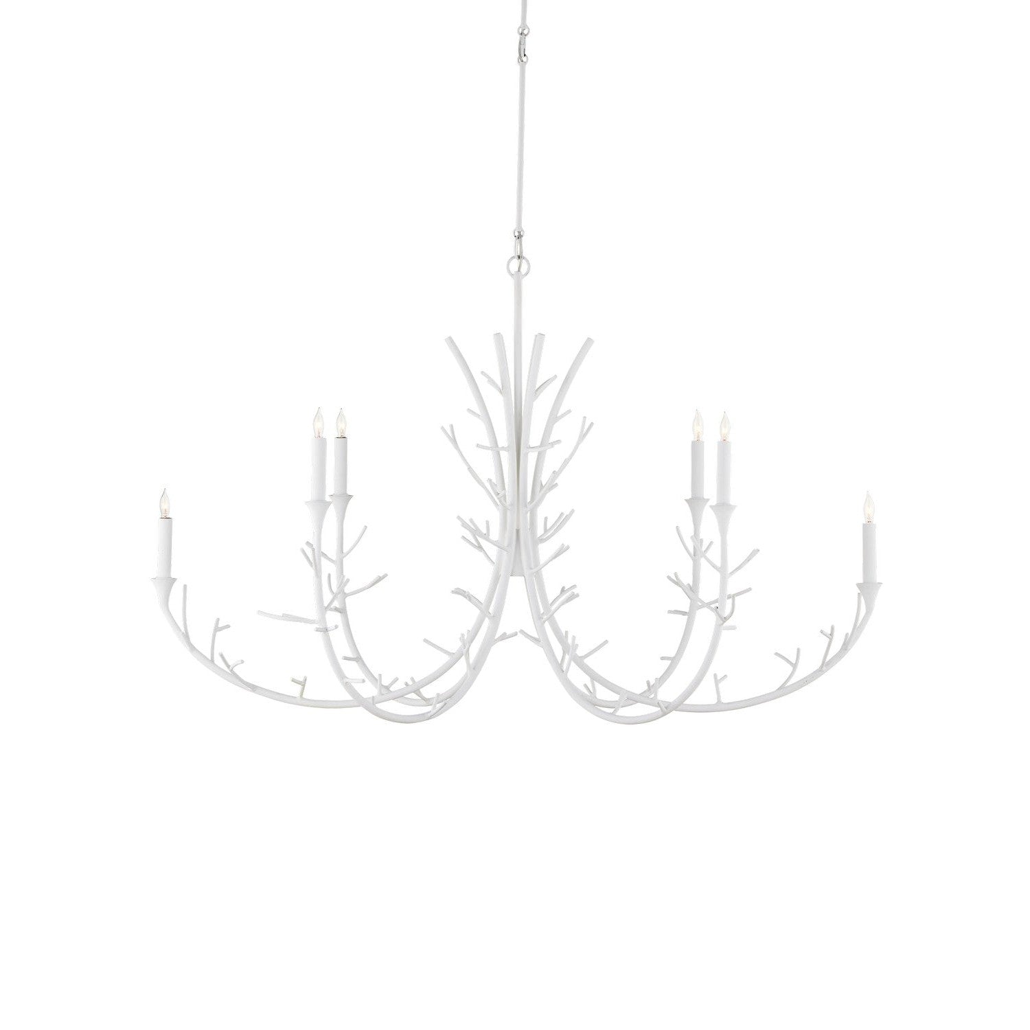 Currey and Company - 9000-1207 - Six Light Chandelier - Twiggy Oval Chandelier - Gesso White