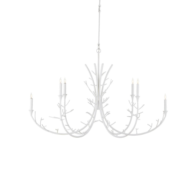 Currey and Company - 9000-1207 - Six Light Chandelier - Twiggy Oval Chandelier - Gesso White