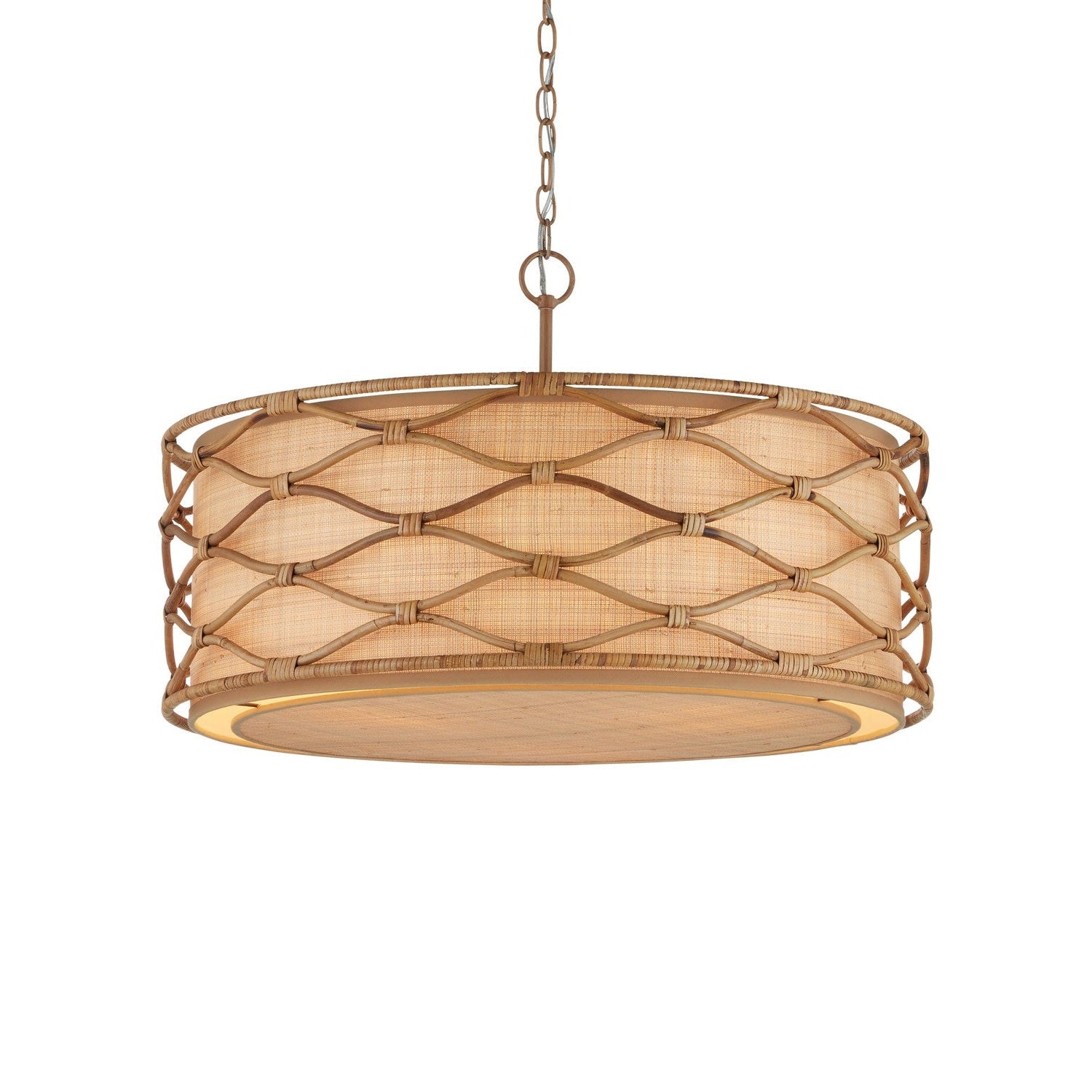 Currey and Company - 9000-1209 - Three Light Pendant - Partita Pendant - Saddle Tan/Natural