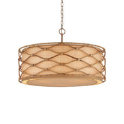 Currey and Company - 9000-1209 - Three Light Pendant - Partita Pendant - Saddle Tan/Natural