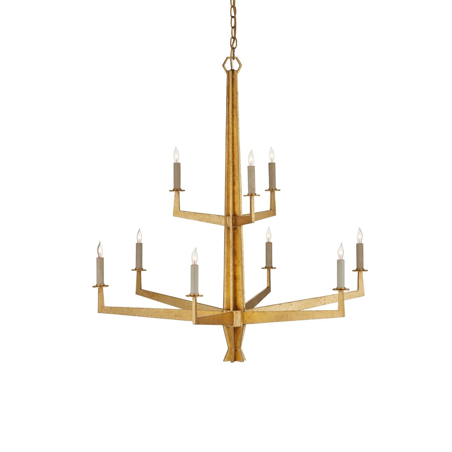 Currey and Company - 9000-1212 - Nine Light Chandelier - Goldfinch Collection - Washed Lucerne Gold