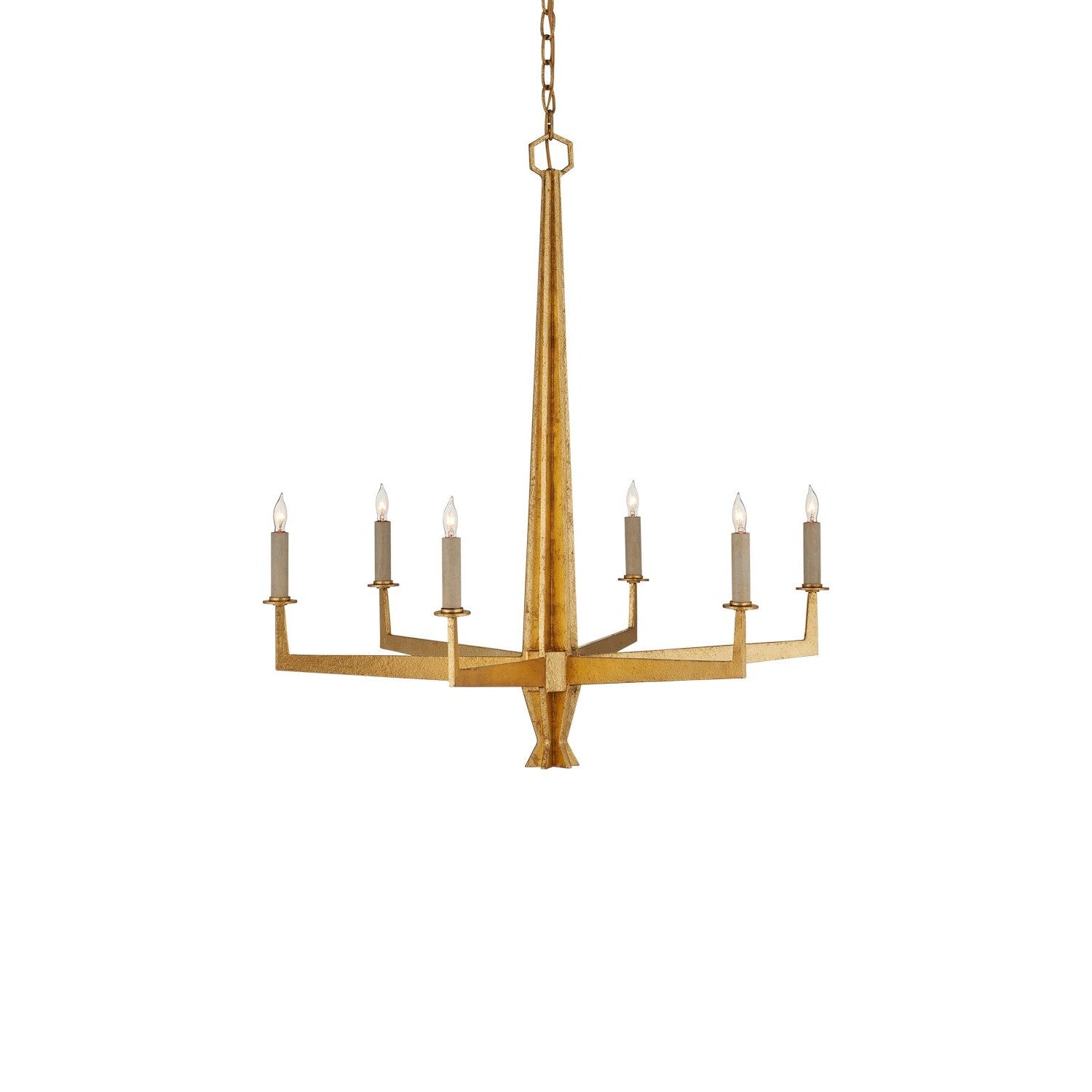 Currey and Company - 9000-1213 - Six Light Chandelier - Goldfinch Collection - Washed Lucerne Gold