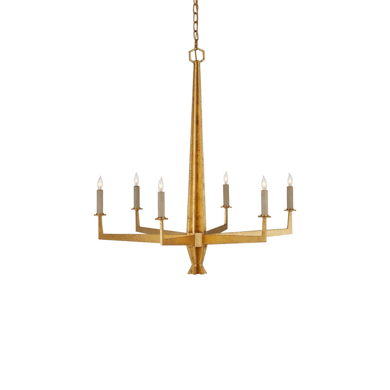 Currey and Company - 9000-1213 - Six Light Chandelier - Goldfinch Collection - Washed Lucerne Gold
