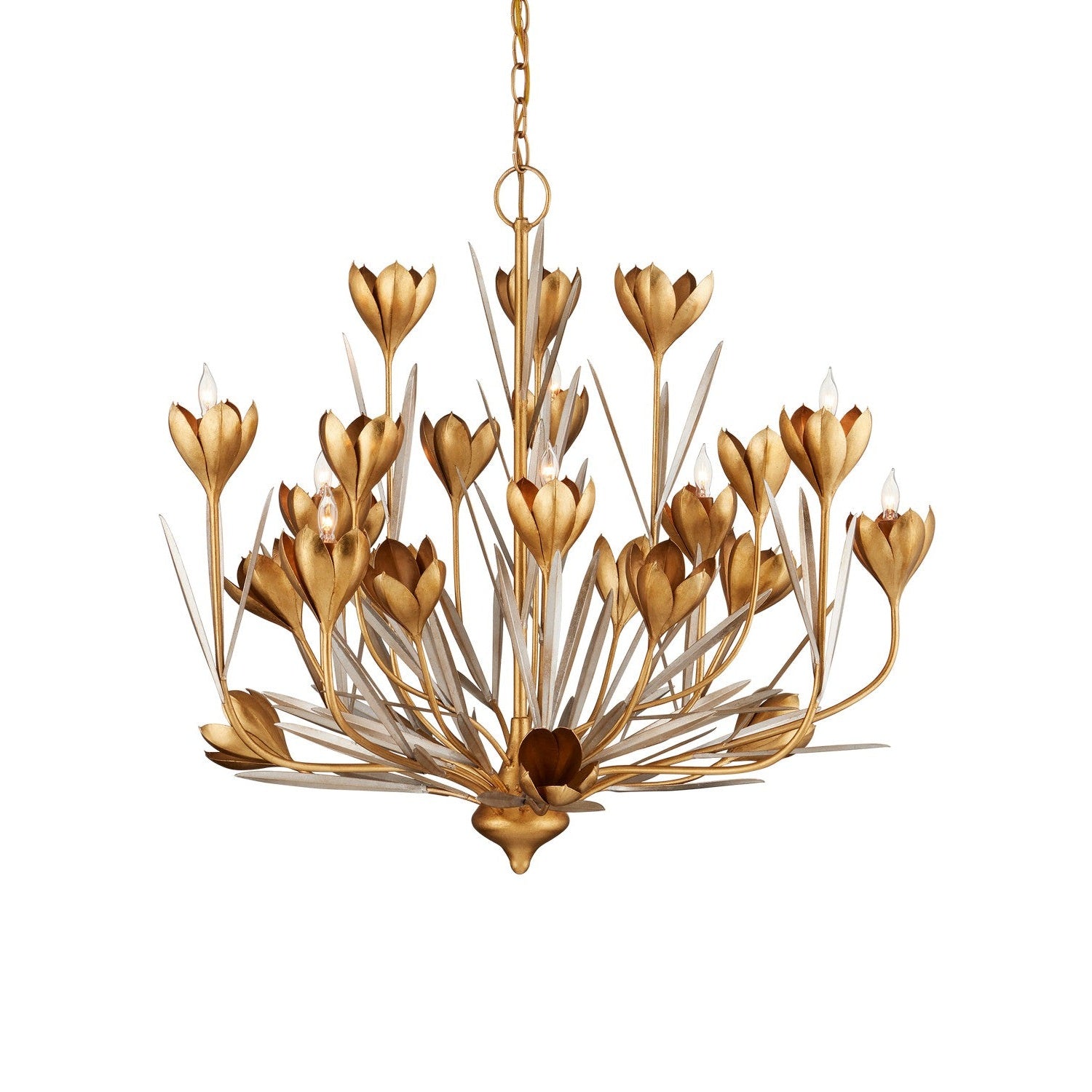 Currey and Company - 9000-1215 - Nine Light Chandelier - Hortensia Chandelier - Contemporary Gold Leaf/Contemporary Gold/Contemporary Silver Leaf