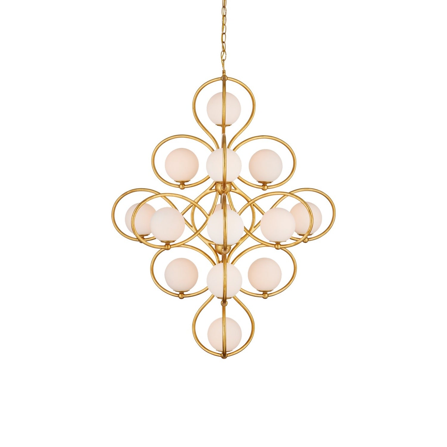 Currey and Company - 9000-1216 - 14 Light Chandelier - Storrs Collection - Contemporary Gold Leaf/Contemporary Gold/White