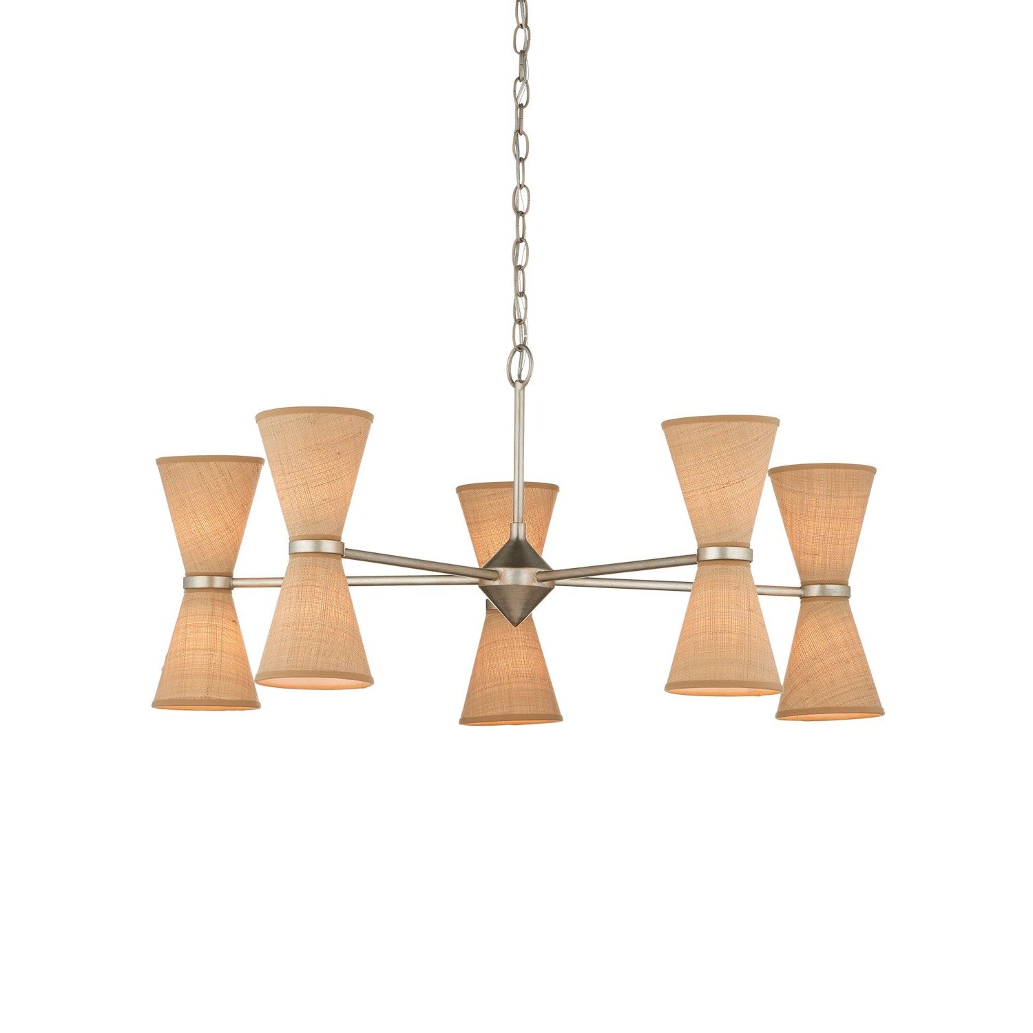 Currey and Company - 9000-1218 - Ten Light Chandelier - Pennyworth Chandelier - Contemporary Silver Leaf/Contemporary Silver/Natural