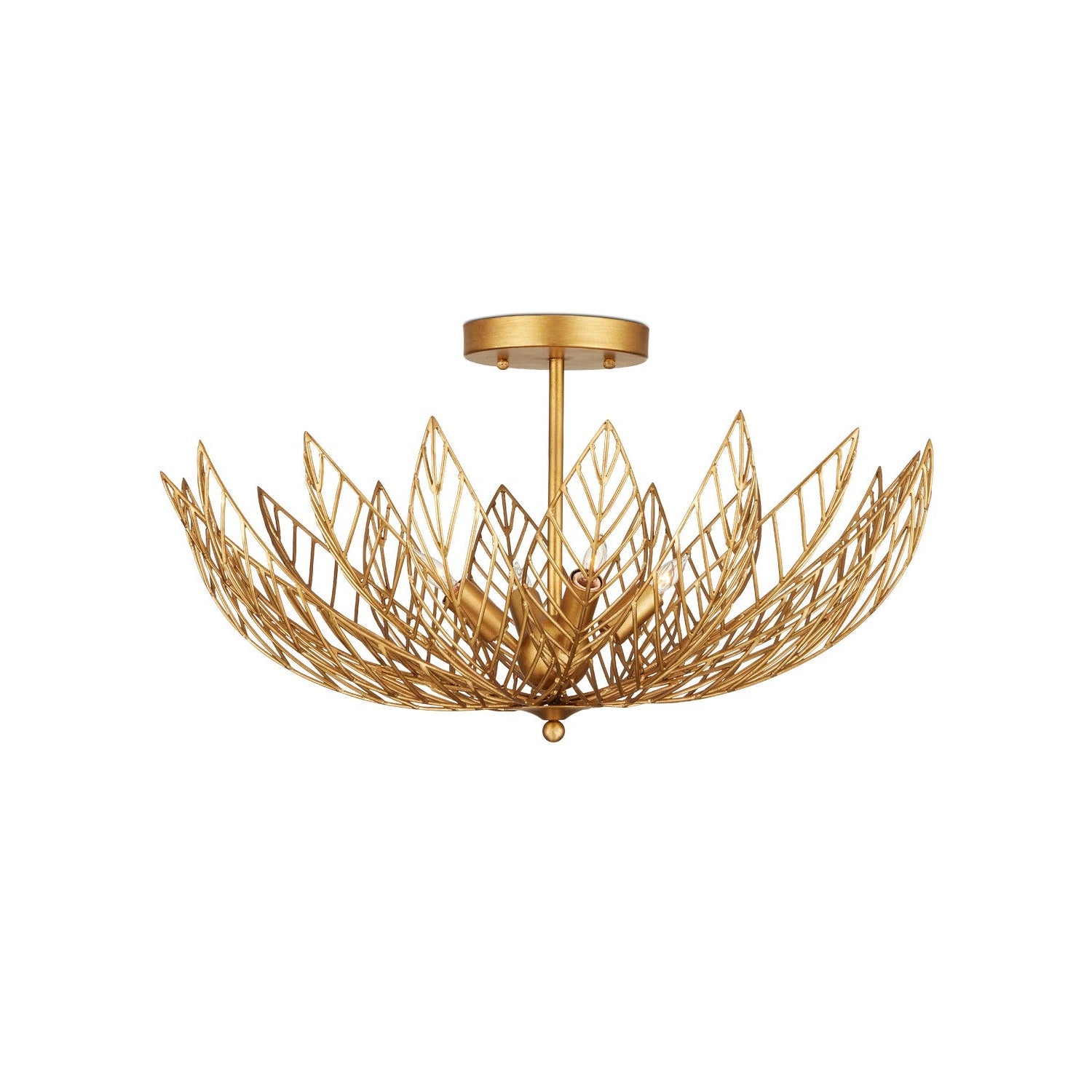 Currey and Company - 9000-1228 - Four Light Semi-Flush Mount - Leaflace Semi-Flush Mount - Contemporary Gold Leaf/Contemporary Gold