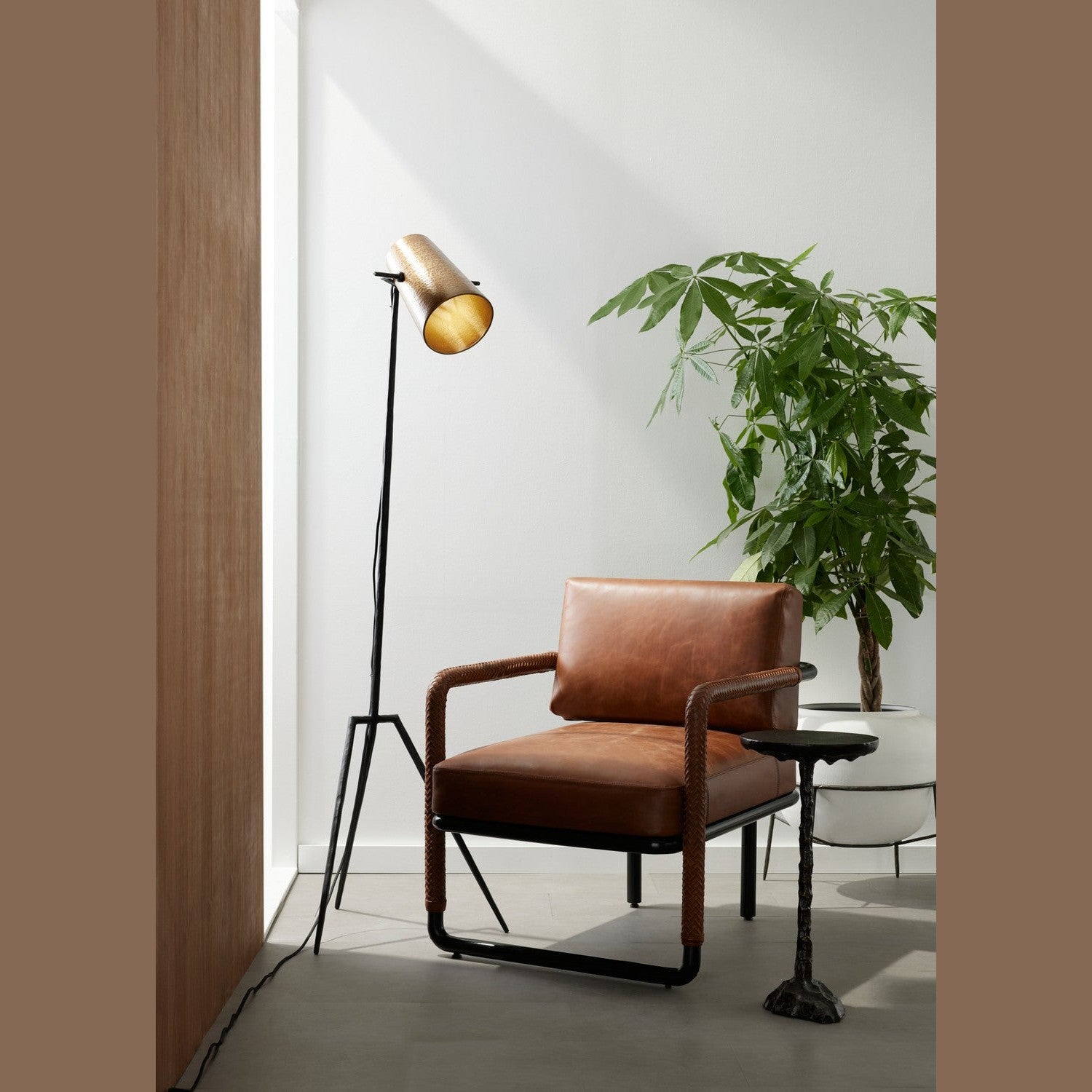Arteriors - PFI09 - One Light Floor Lamp - Draper - Blackened/Hammered Antique Brass