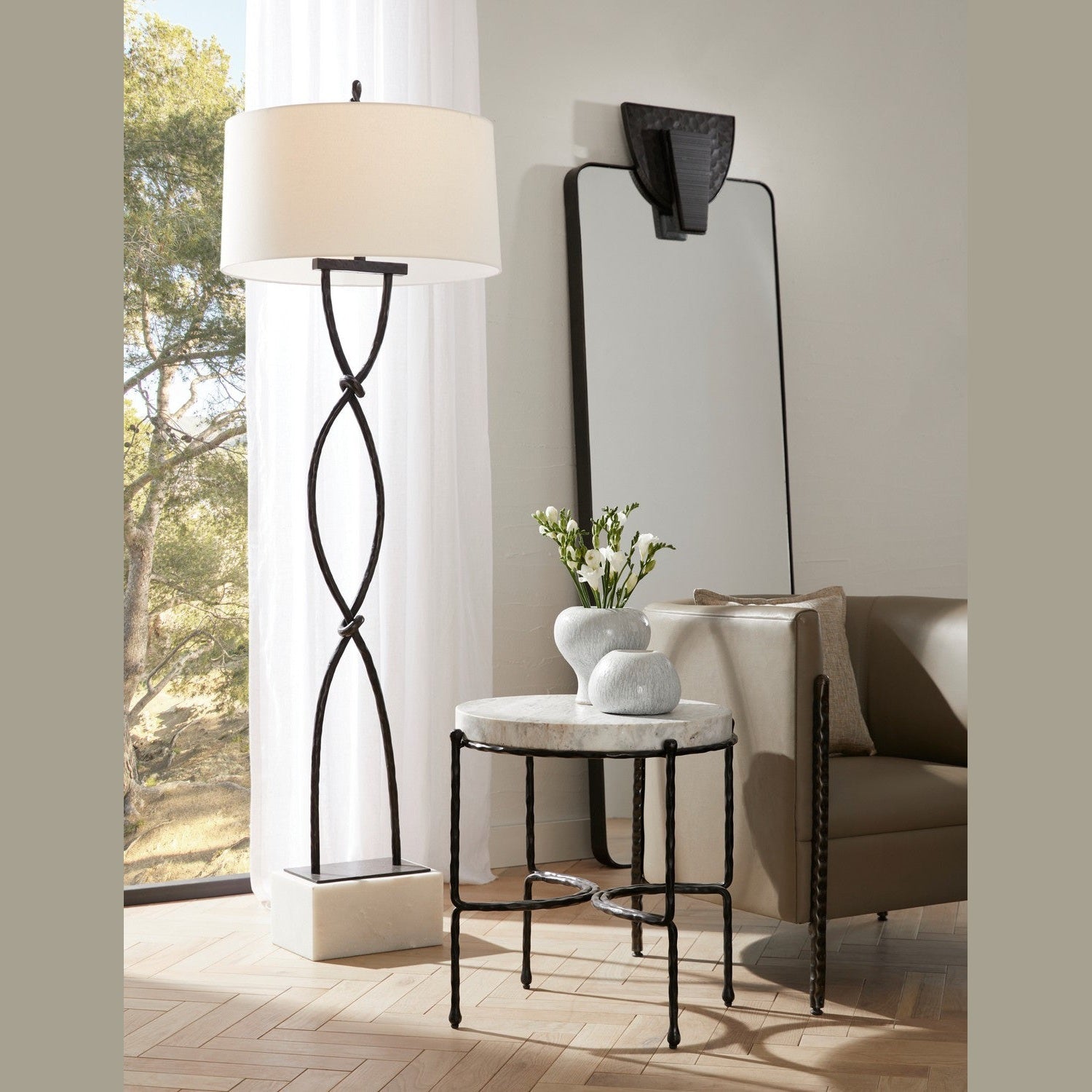 Arteriors - PFI11-SH036 - One Light Floor Lamp - Dutton - Blackened/White/White/White