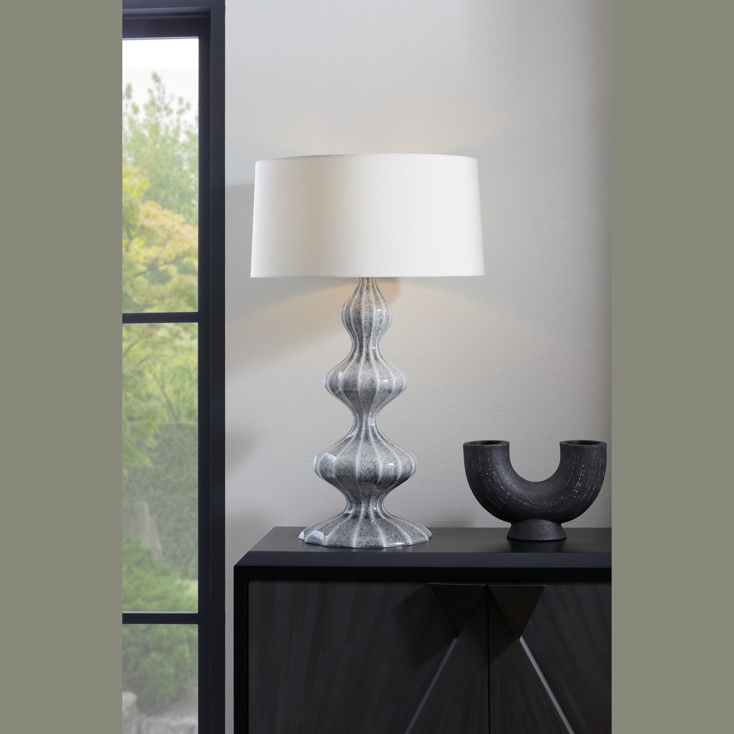 Arteriors - PTE09-764 - One Light Table Lamp - Chelle - Ice Reactive/Antique Brass/Ivory/White
